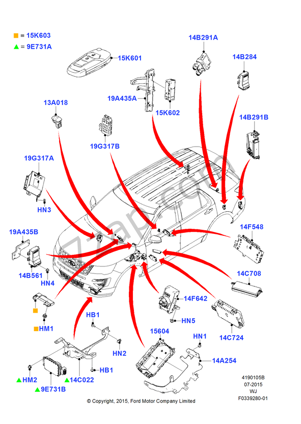 Vehicle Modules And Sensors FORD Explorer 2013 (TWJ)