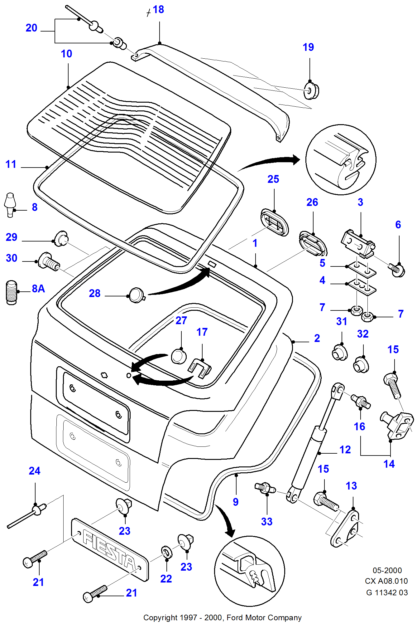 Tailgate And Related Parts pre Ford Fiesta Fiesta 1989-1996               (CX)
