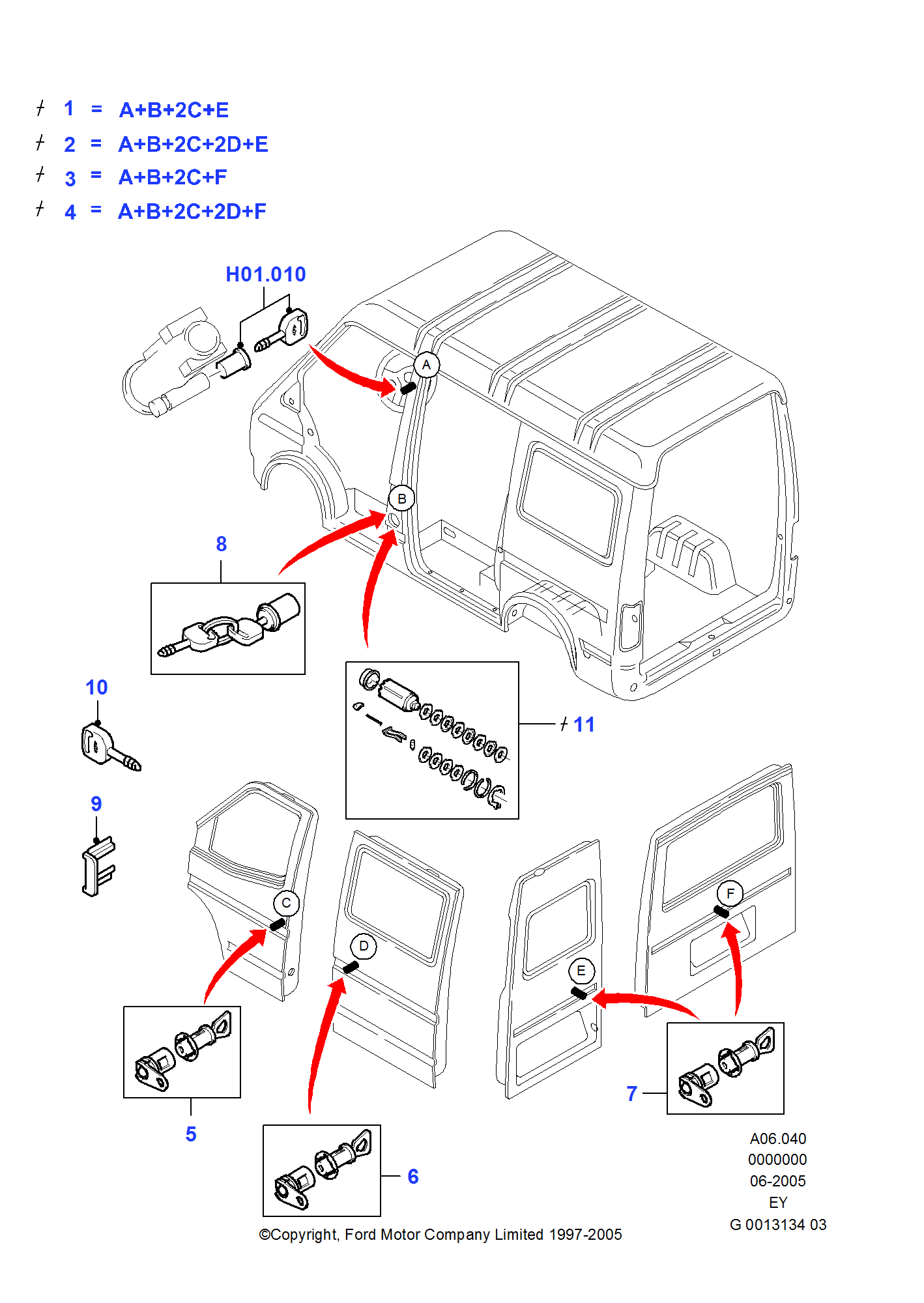 Schloss- u. Reparatursätze FORD Transit 1994-2000 (EY)