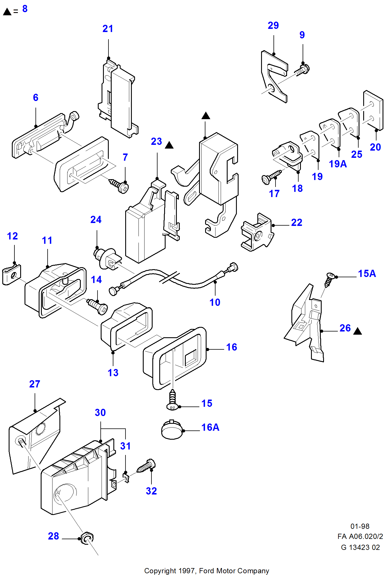 Front Door Controls Manual FORD Escort 19952001 (FA)