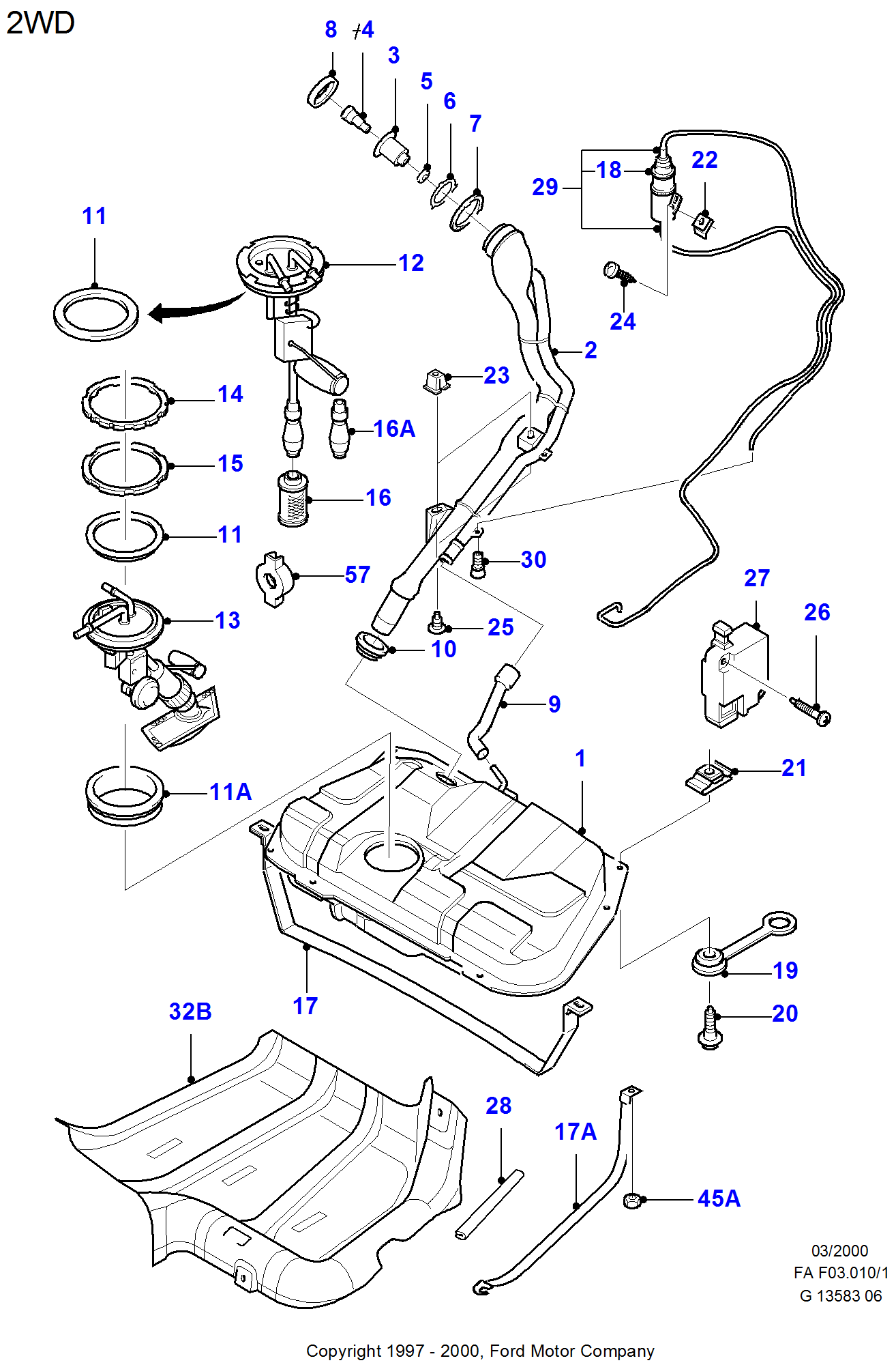 Fuel Tank & Related Parts FORD Escort 19952001 (FA)