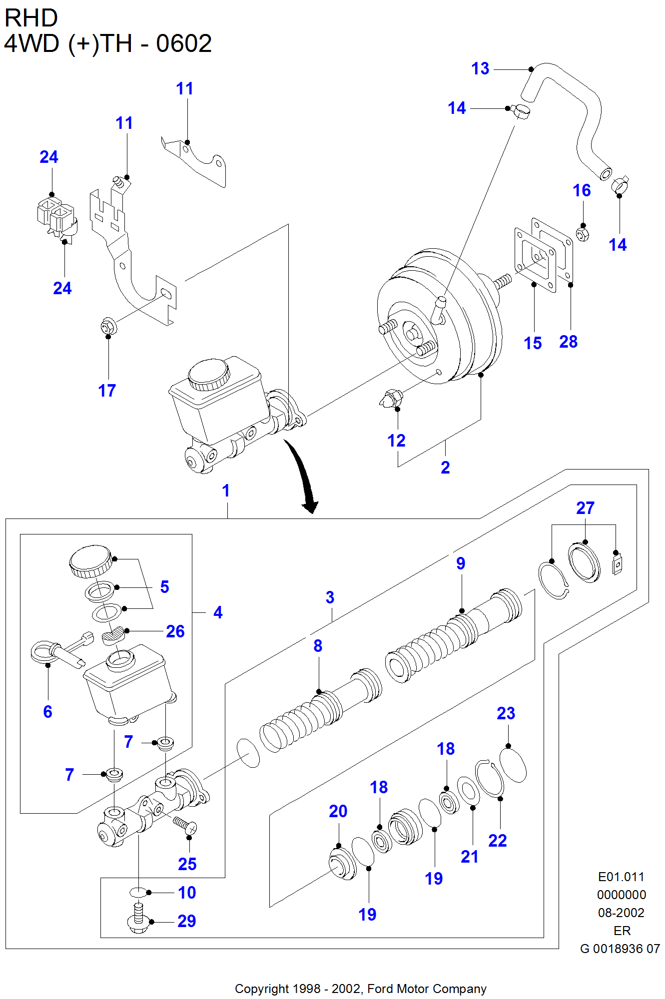 Master Cylinder & Brake Booster FORD Ranger 19982003 (ER)