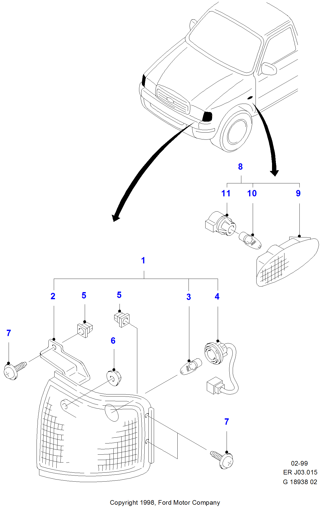Ford Ranger 1st Genearation Front flasher lamps parts 1998 - 2011 | EPC ...