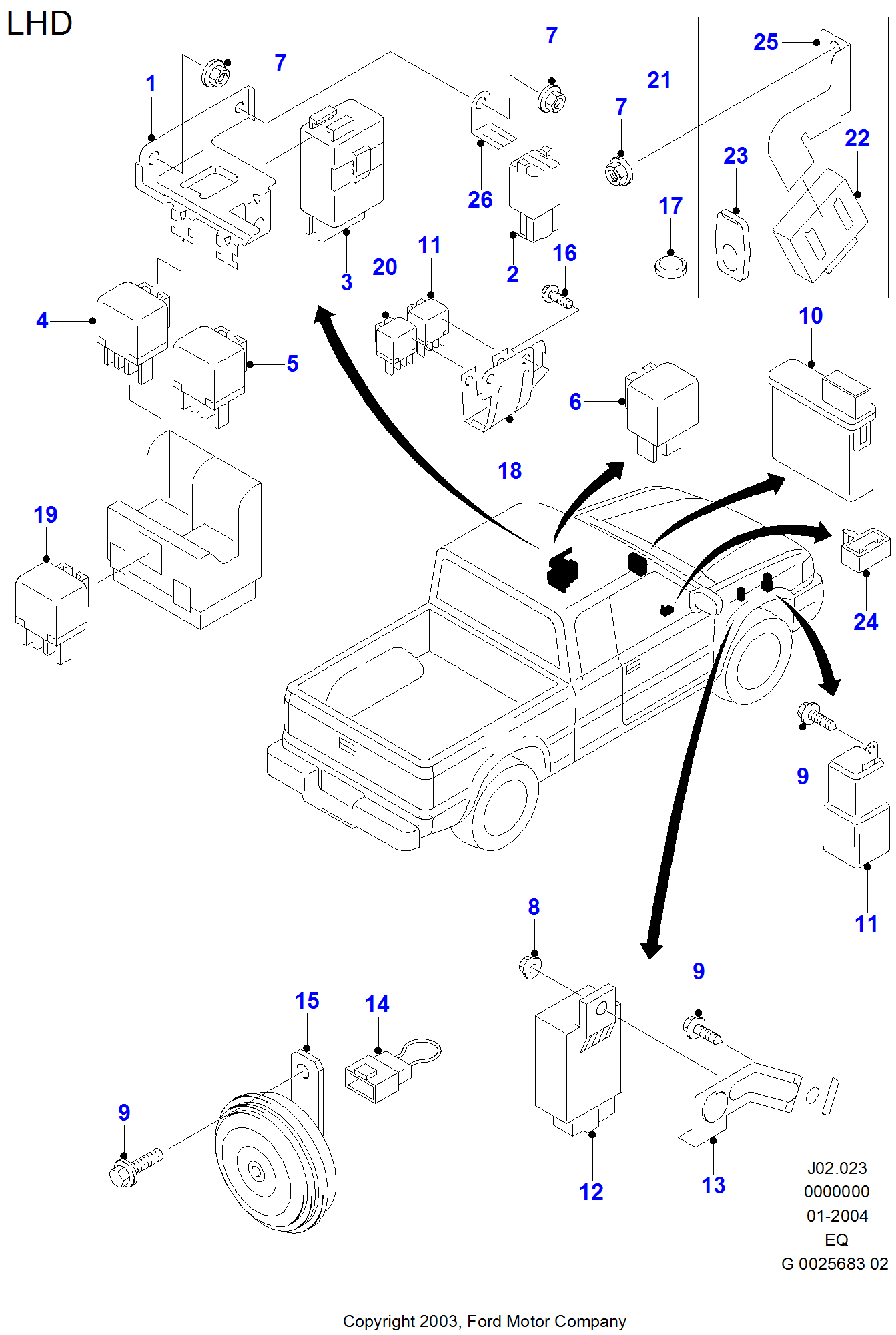 Relays FORD Ranger 20022011 (EQ)