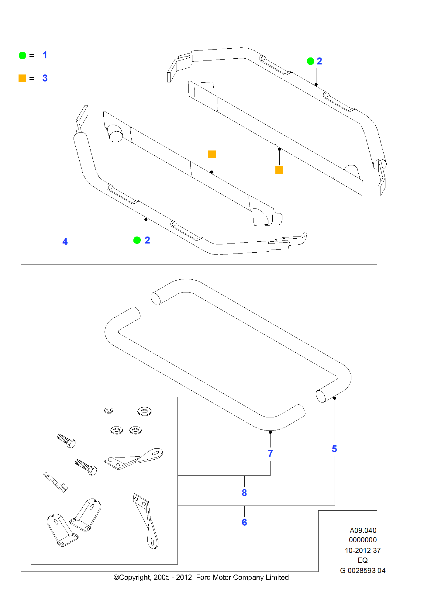 Step Side 07 Ranger Ford Ranger 1st Genearation Facelift Side steps parts 2002 - 2007 | EPC ...