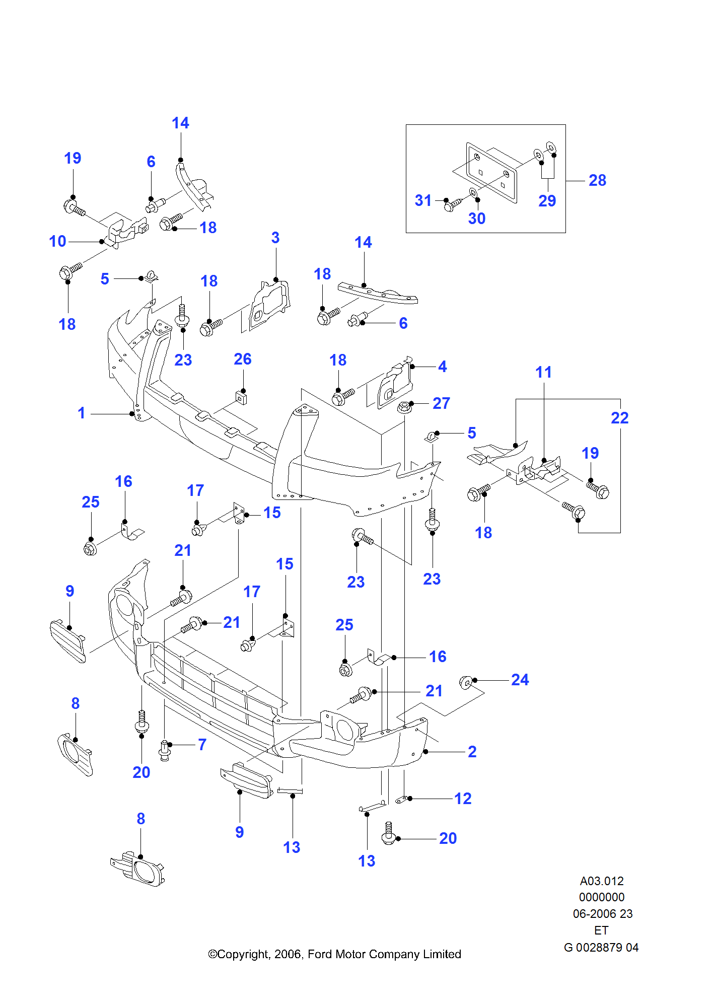 Ford Ranger 2nd Generation Front bumpers parts 2006 - 2011 | EPC Europe