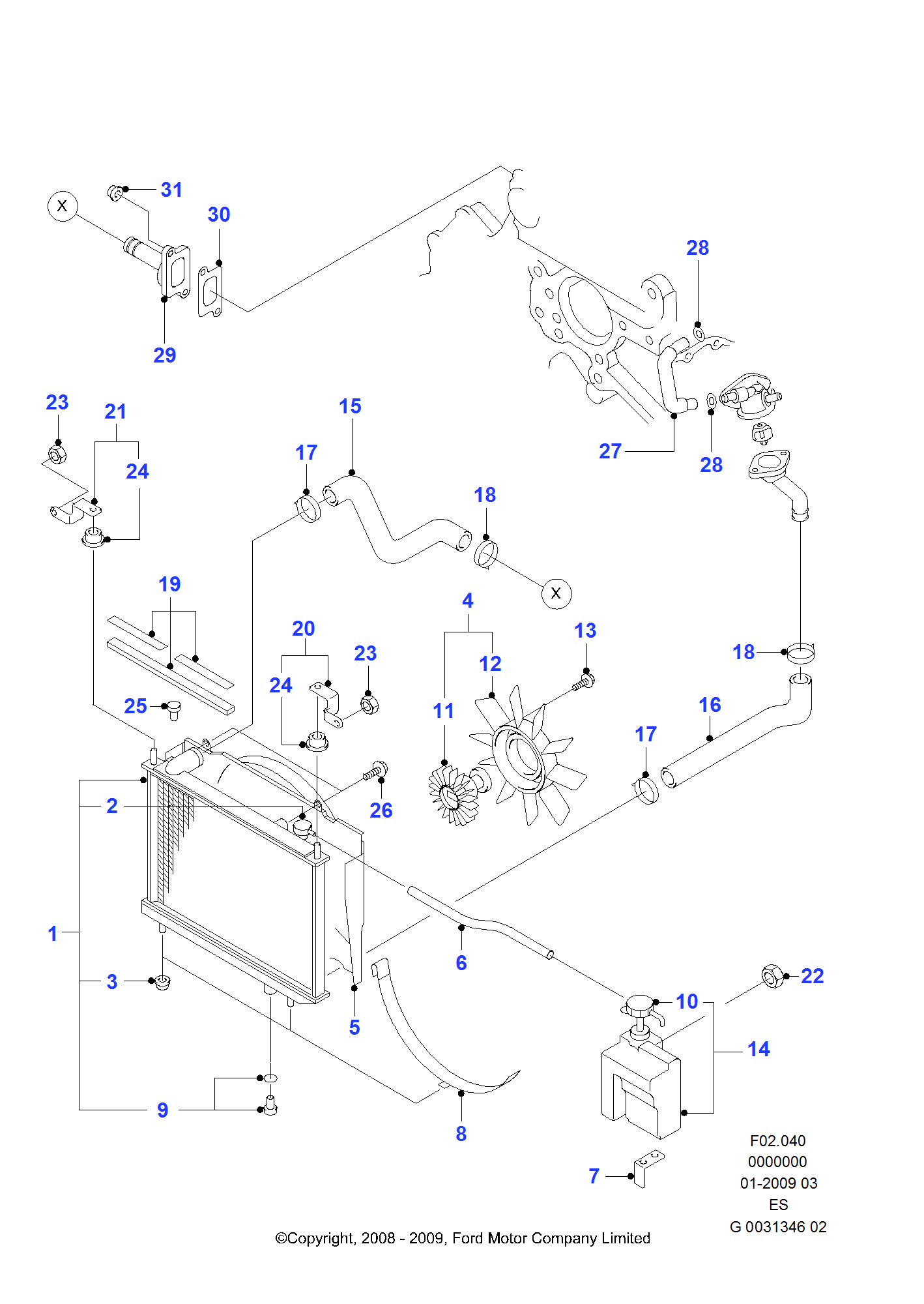 Buy Ford Ranger 2nd Generation Facelift Radiator/hoses and fan parts ...