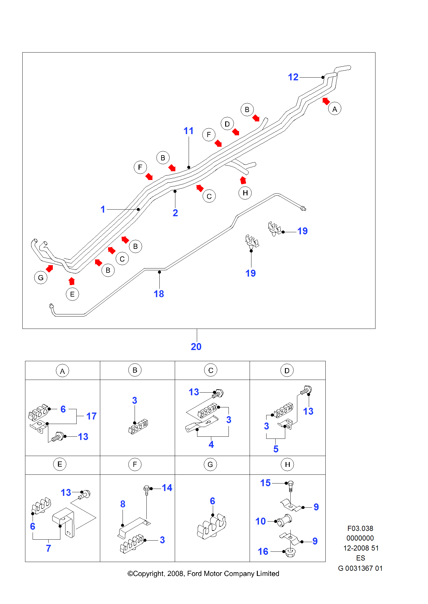 Fuel Lines FORD Ranger 20092012 (ES)