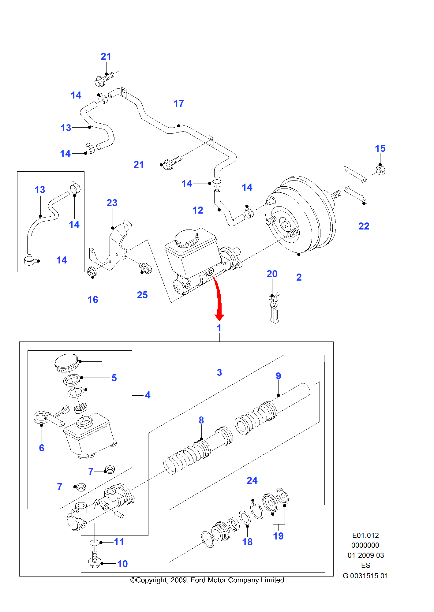 Master Cylinder & Brake Booster FORD Ranger 20092012 (ES)