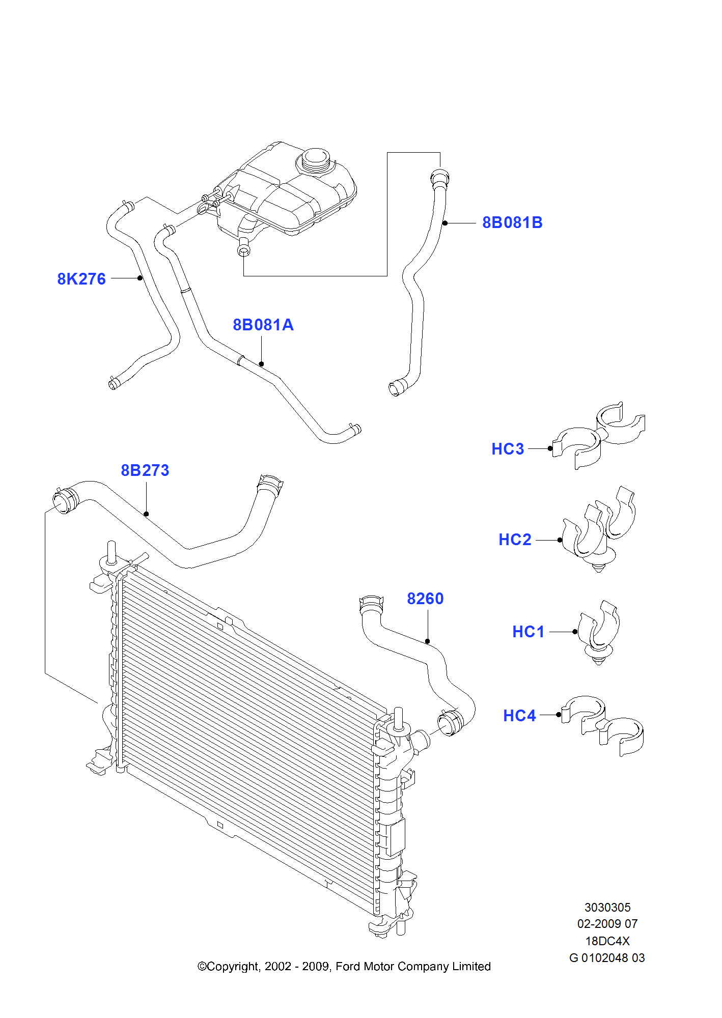 Cooling System Pipes And Hoses FORD Transit Connect 2002 2013 (TC7)