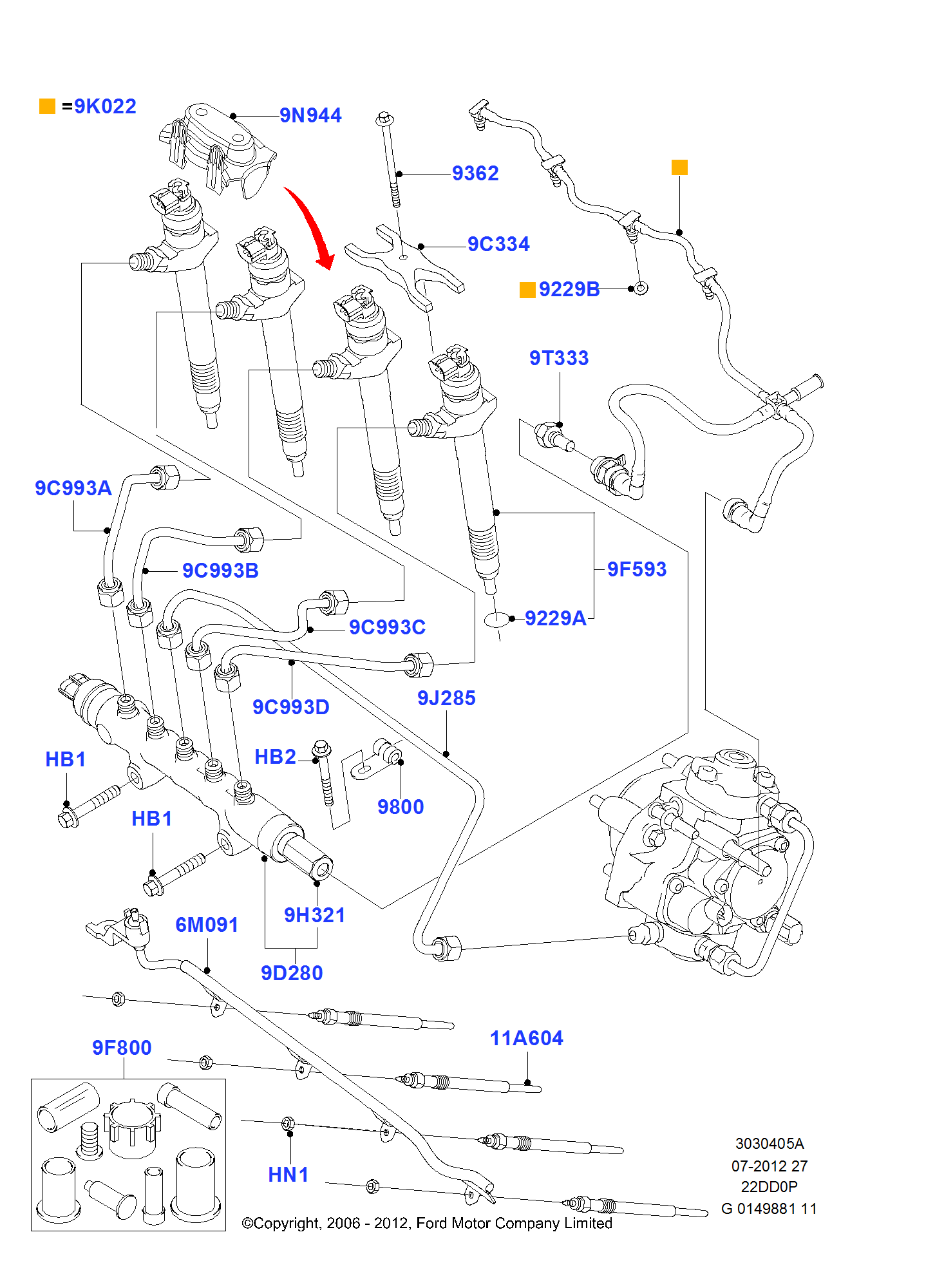 Fuel Injectors And Pipes FORD Transit 2006 (TT9)