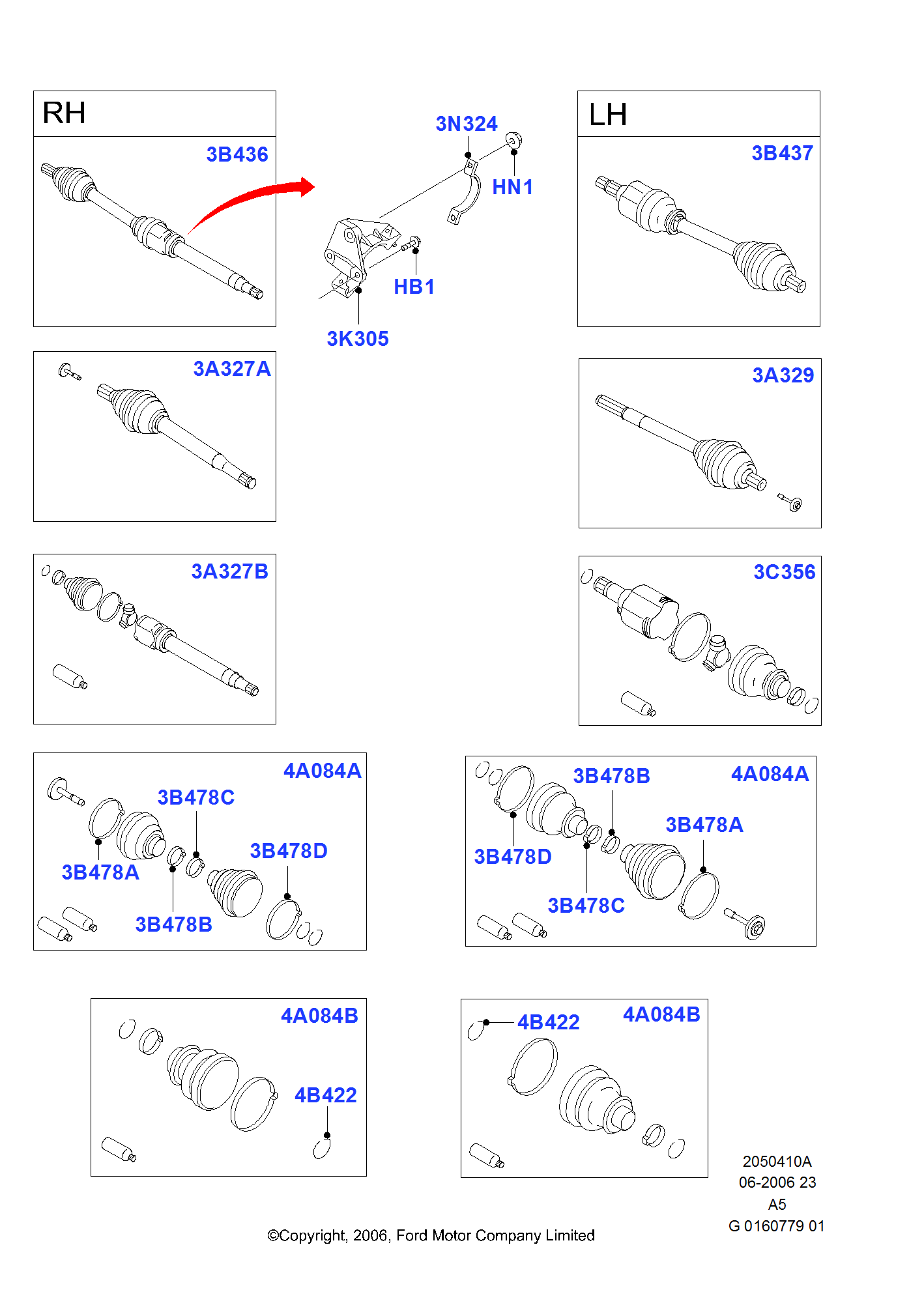 Drive Shaft Front Axle Drive FORD Focus Cabriolet 20062010 (CA5)