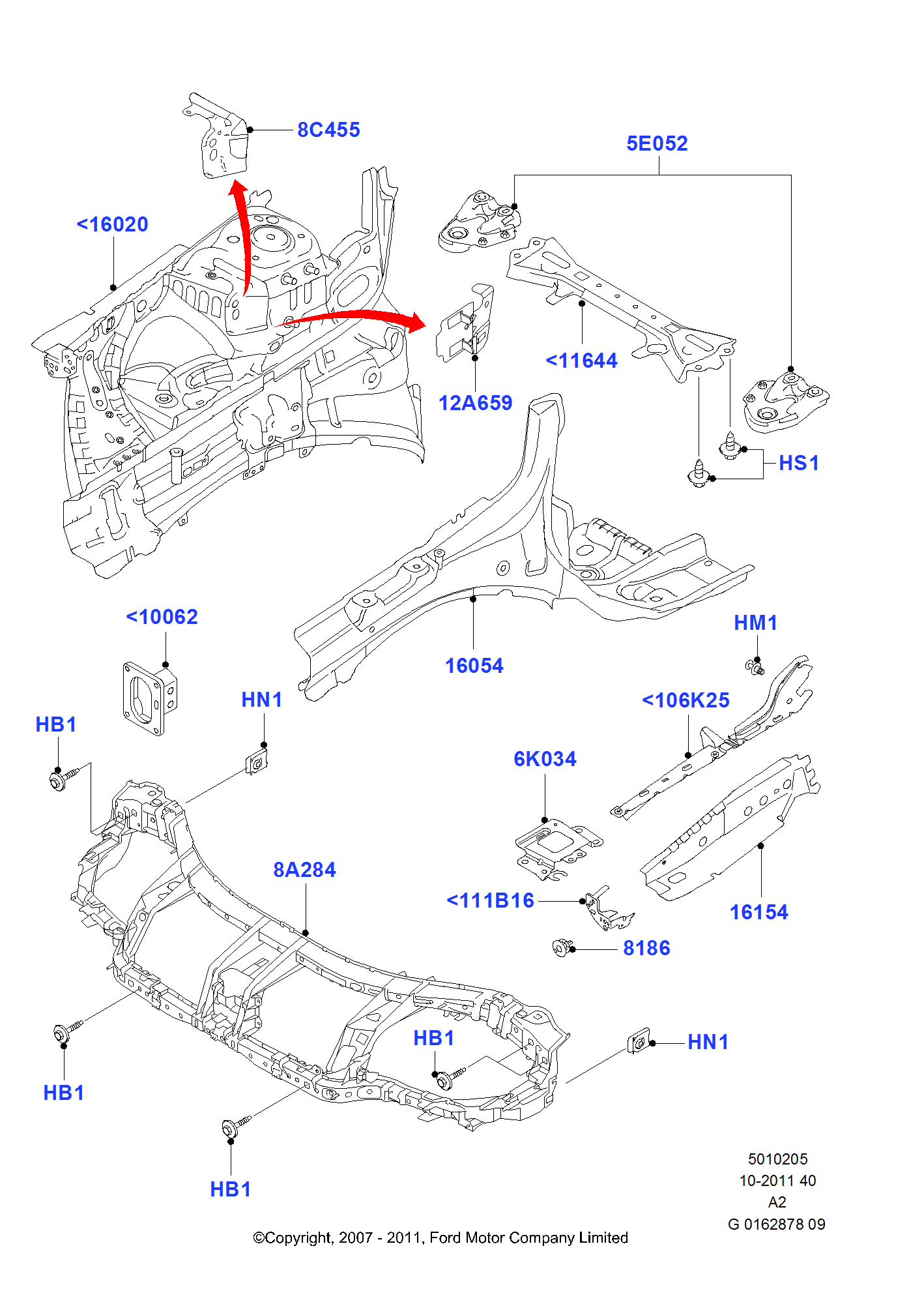 Front Panels, Aprons & Side Members FORD Mondeo 20072014 (CA2)