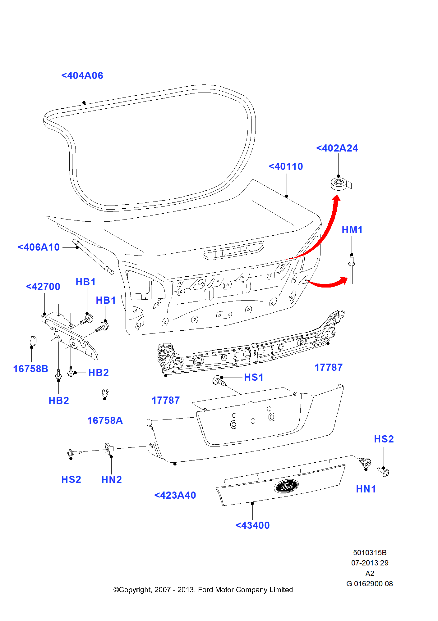 Luggage Compartment Door FORD Mondeo 20072014 (CA2)