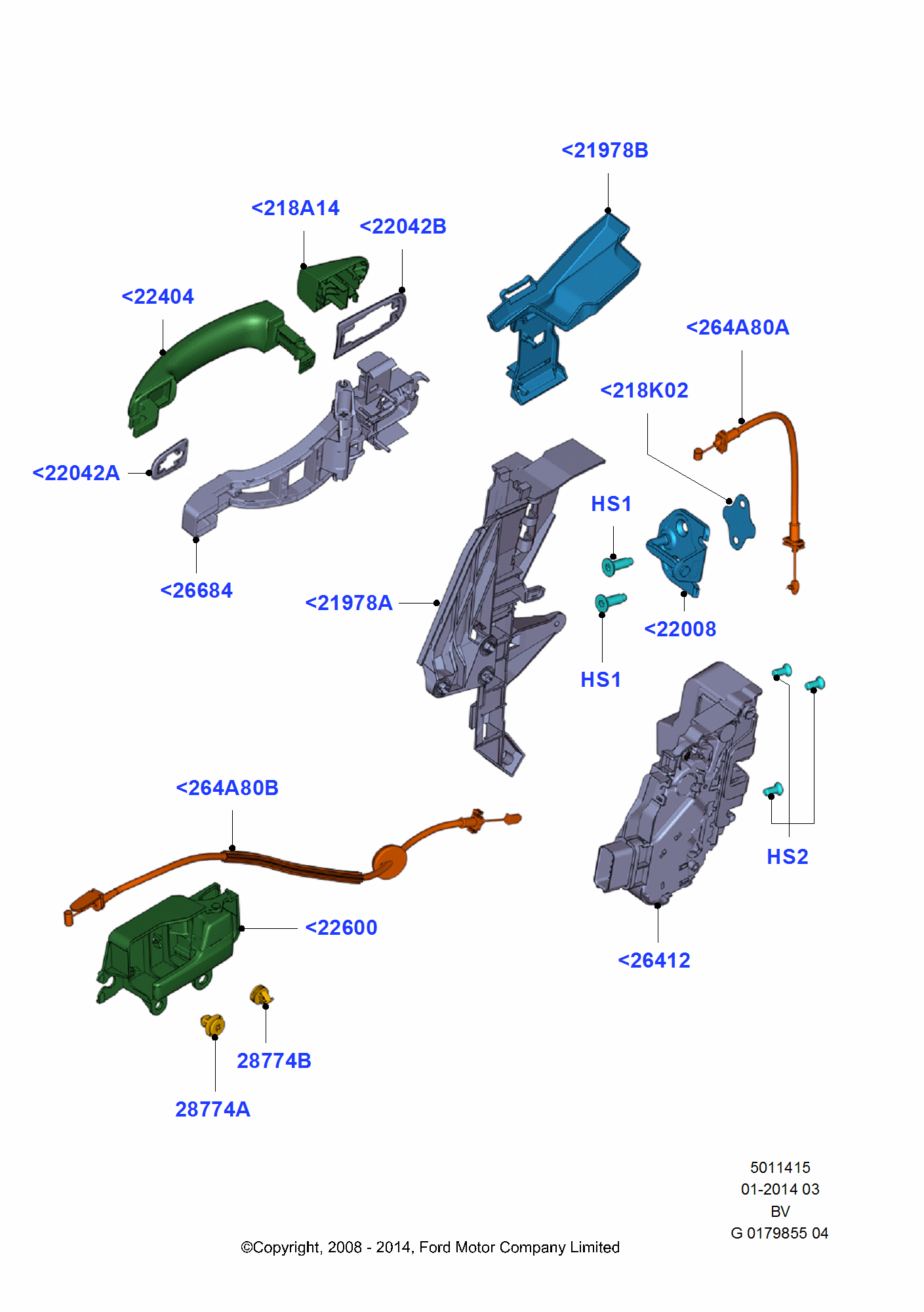 Rear Door Lock Controls FORD Kuga 20082012 (CBV)