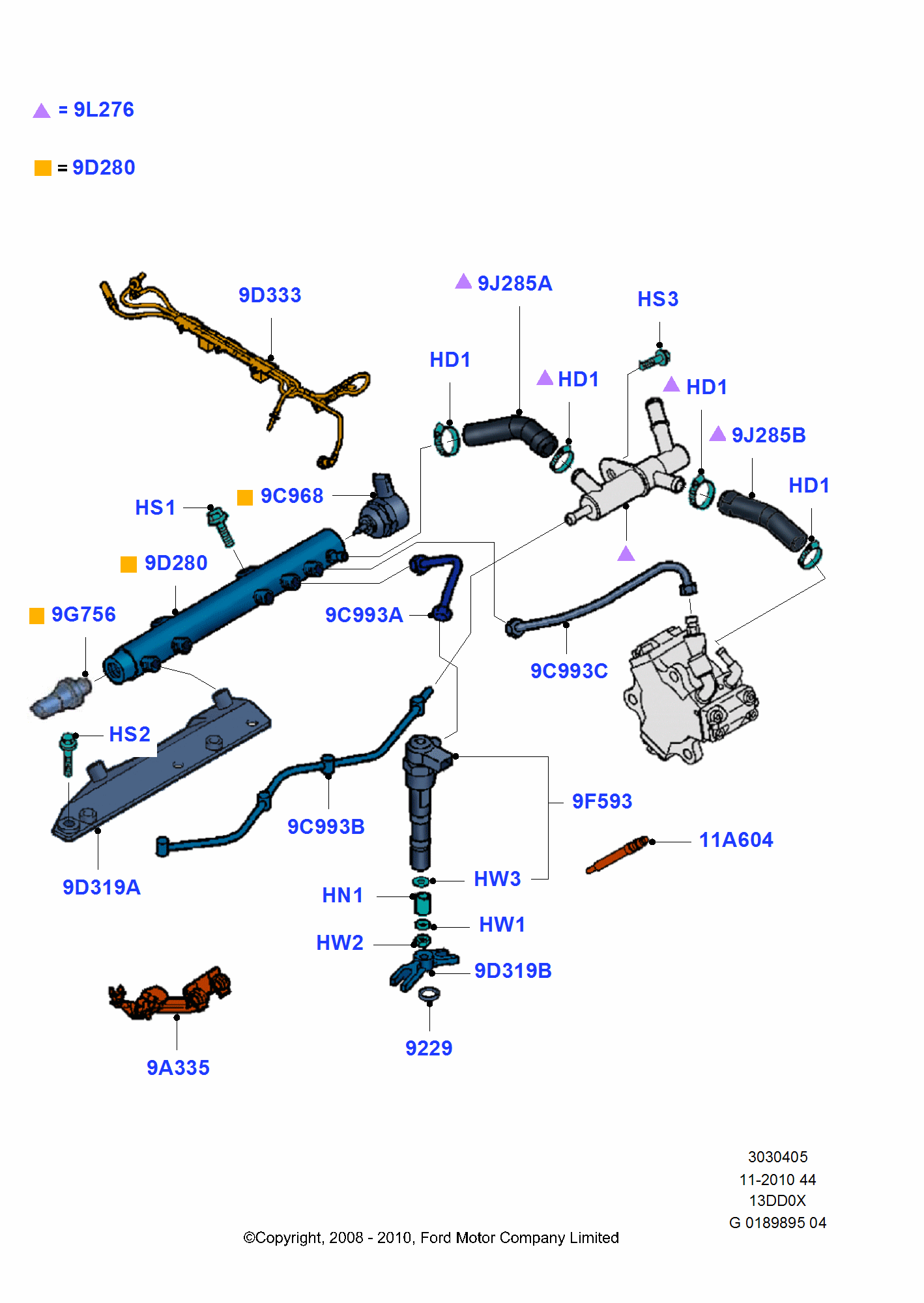 Fuel Injectors And Pipes FORD KA 2008 (CCU)