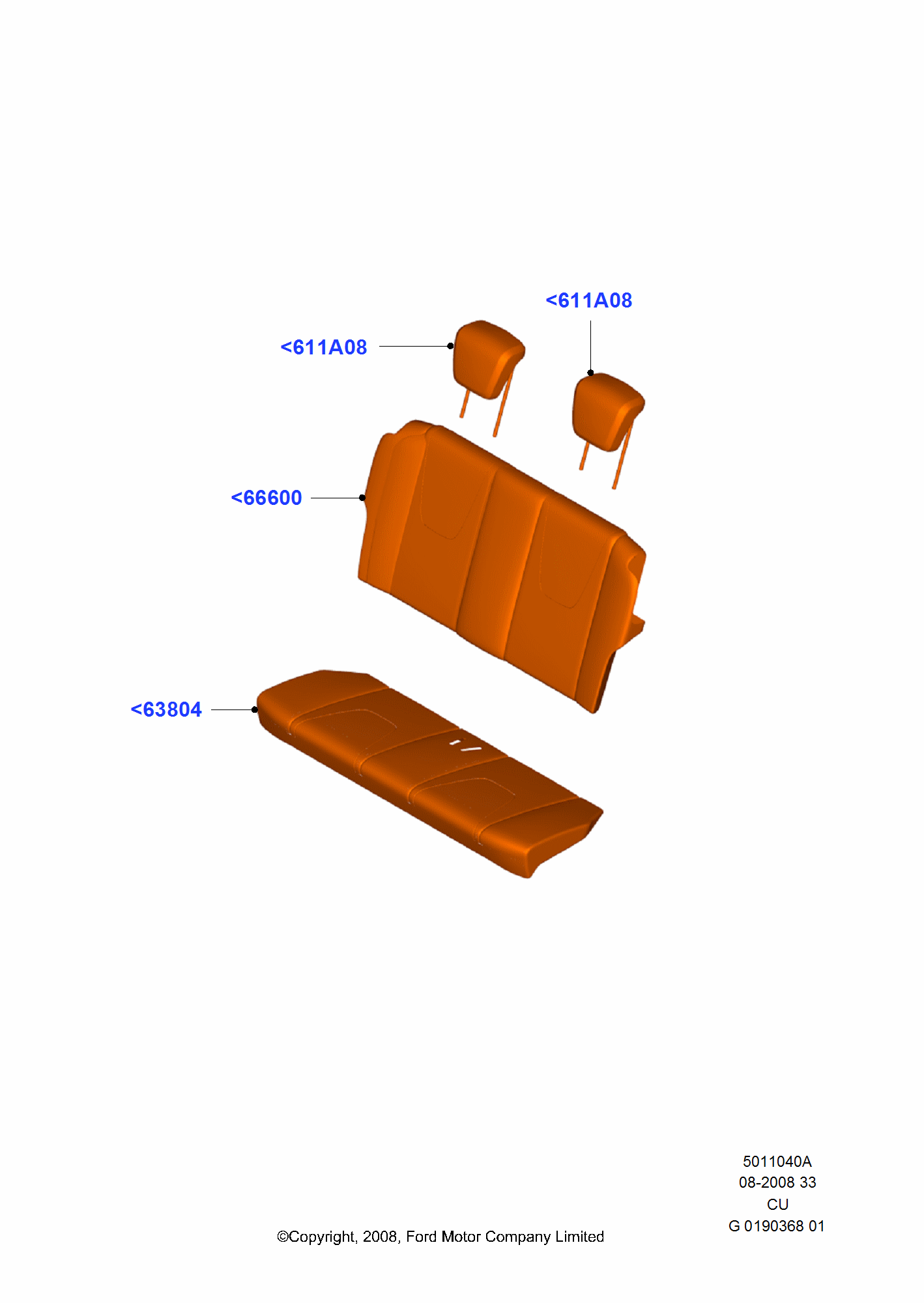 Rear Seat Covers FORD KA 2008 (CCU)