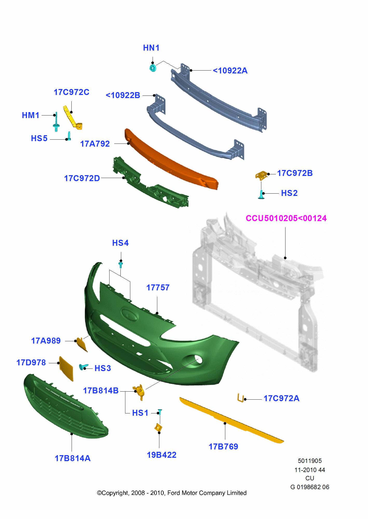 Kühlergrill/Stoßfänger vorn FORD KA 2008- (CCU)