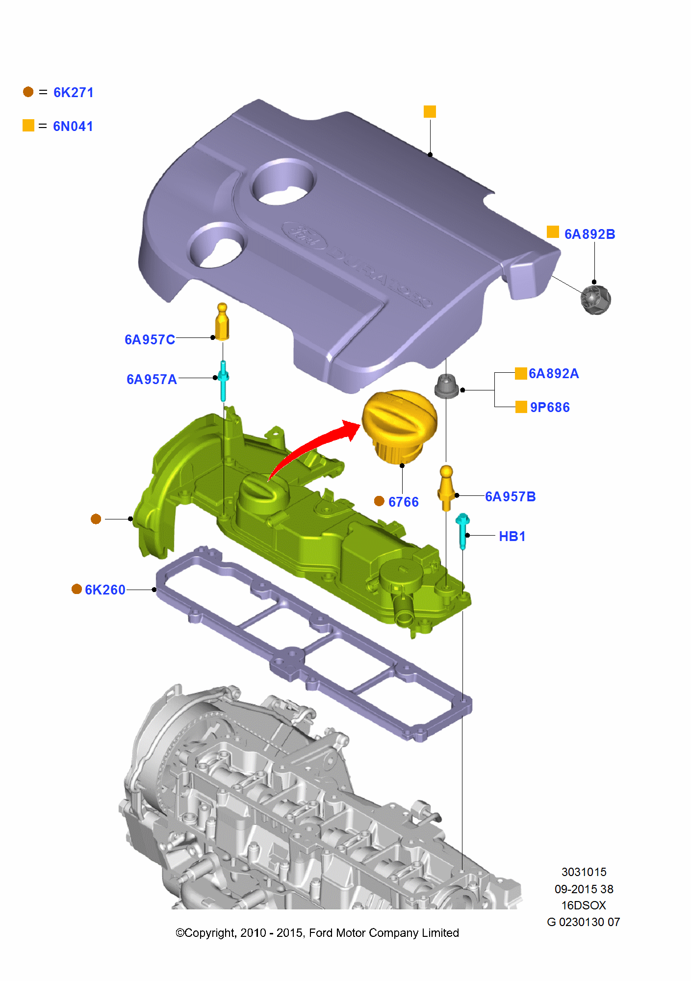 Cylinder Head Cover för Ford Fiesta Fiesta 2008-2012        (CB1)