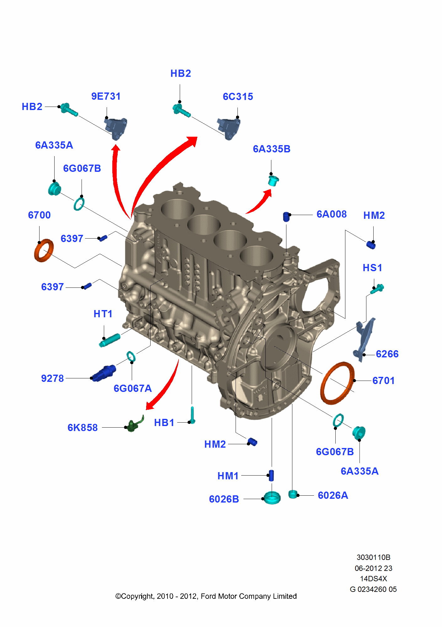 Cylinder Block And Plugs för Ford Fiesta Fiesta 2008-2012        (CB1)