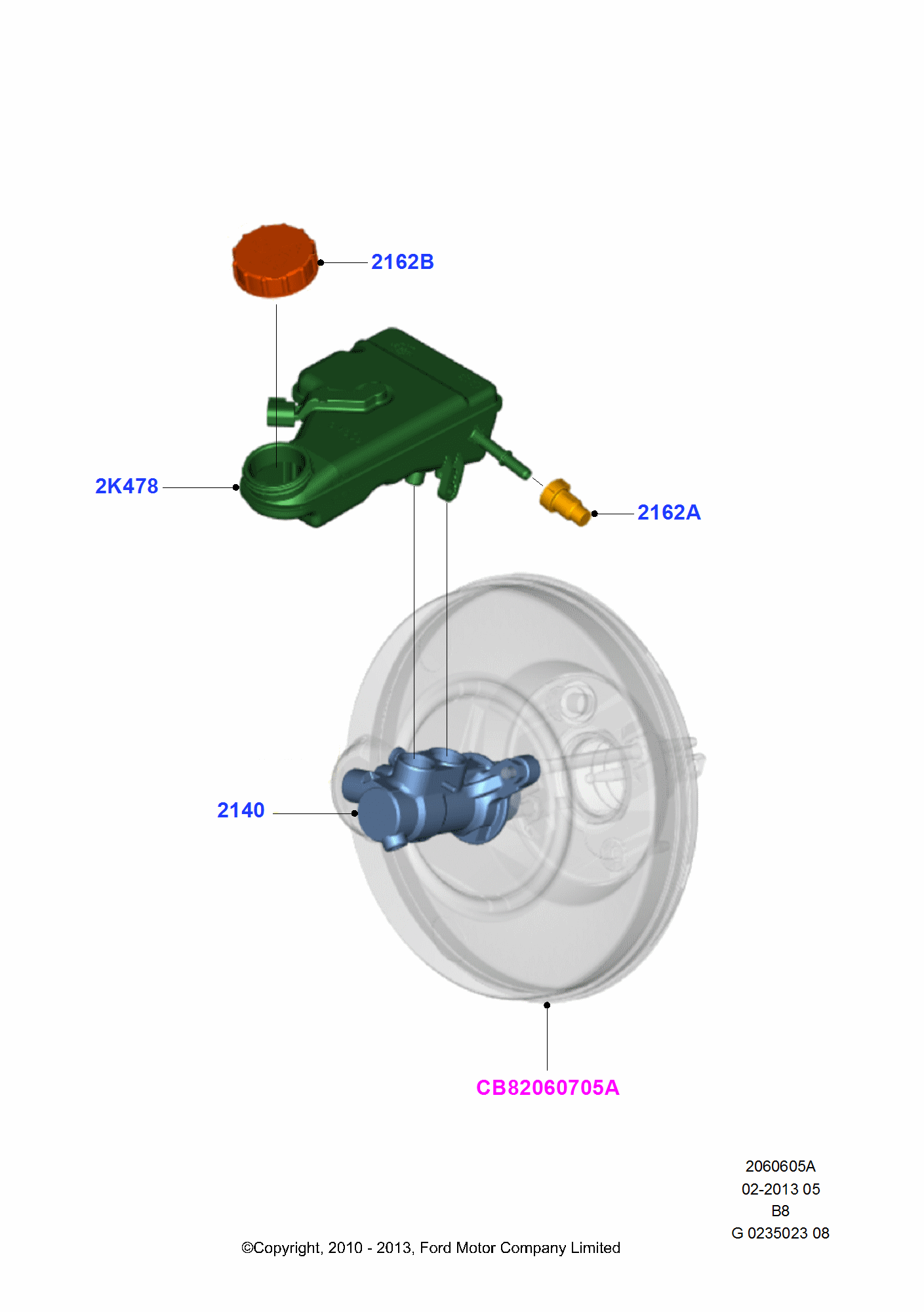 Ford Focus C346 Master cylinder - brake system parts 2011 - 2016 | EPC ...