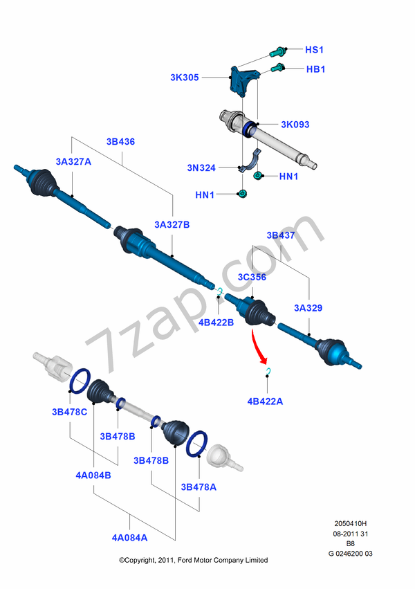 Drive Shaft Front Axle Drive FORD Focus 2011 (CB8)