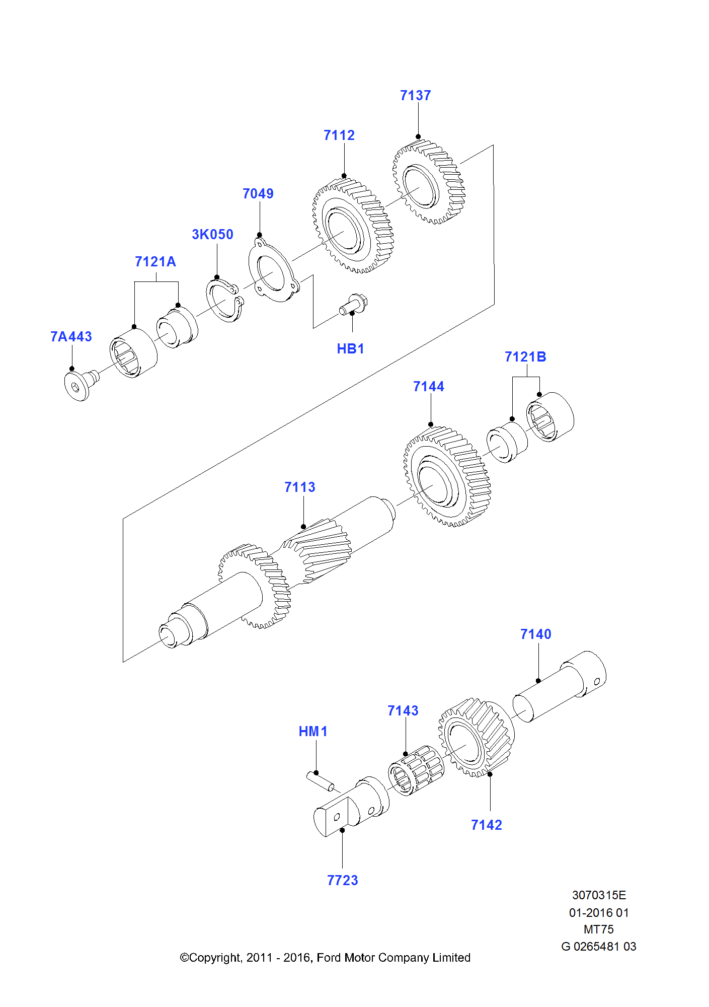 Output Shaft, Gear Sets & Bearings FORD Ranger 2011 (TKE)
