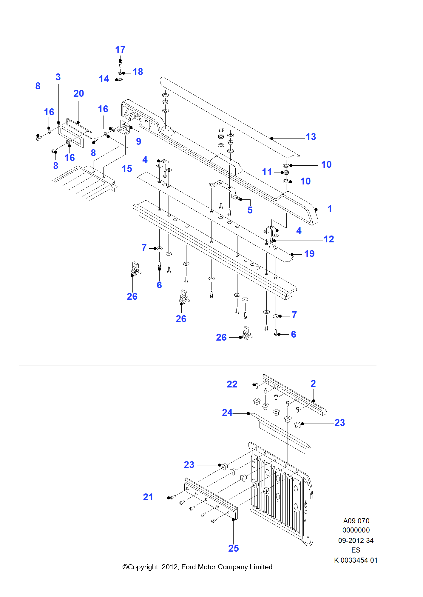 Ford Ranger 2nd Generation Facelift Boxrail parts 2008 - 2012 | EPC Europe