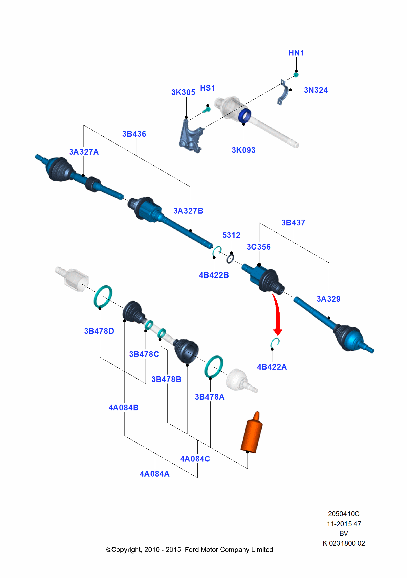 Drive Shaft Front Axle Drive FORD Kuga 20082012 (CBV)