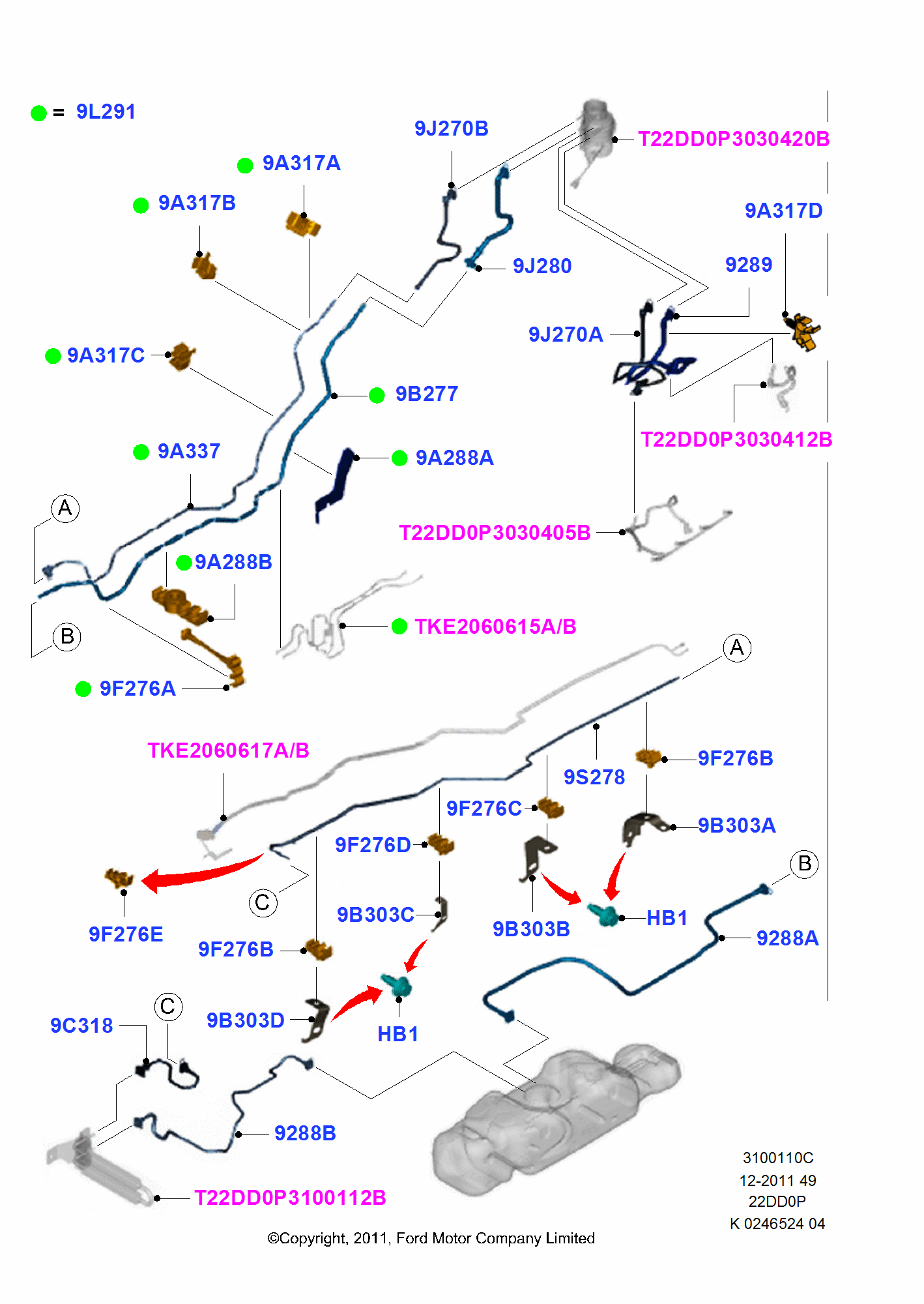 Fuel Lines FORD Ranger 2011 (TKE)