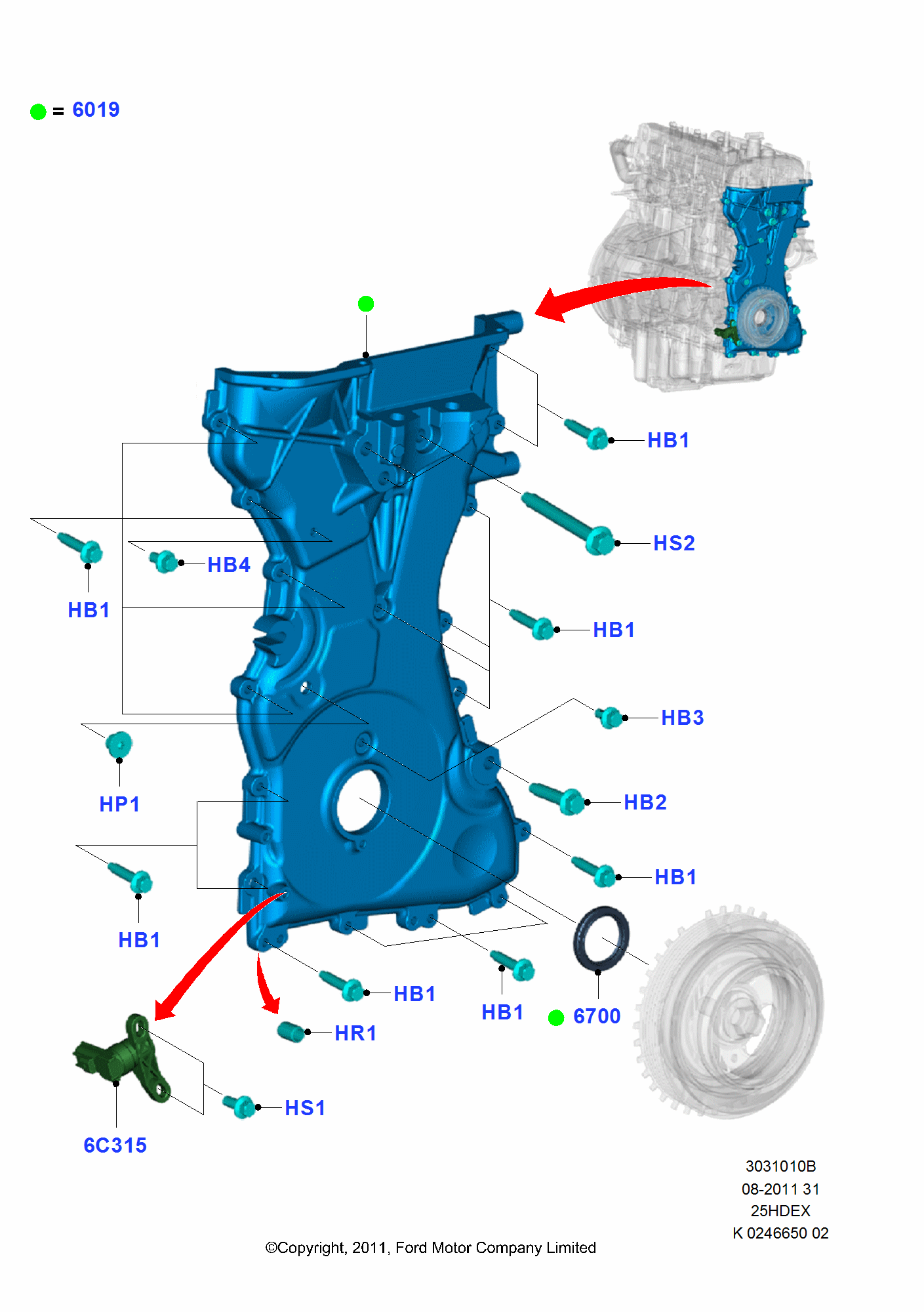 Timing Gear Covers FORD Ranger 2011 (TKE)