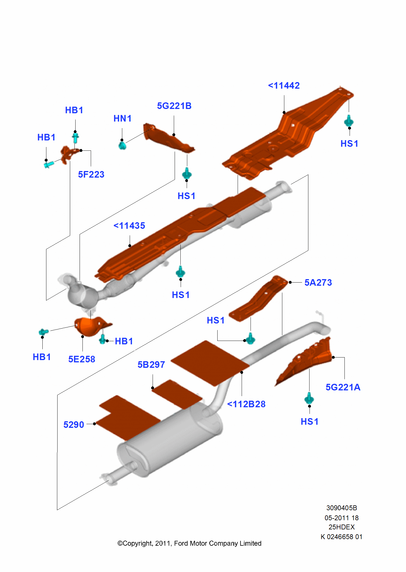 Heat Shields - Exhaust System FORD Ranger 2011- (TKE)