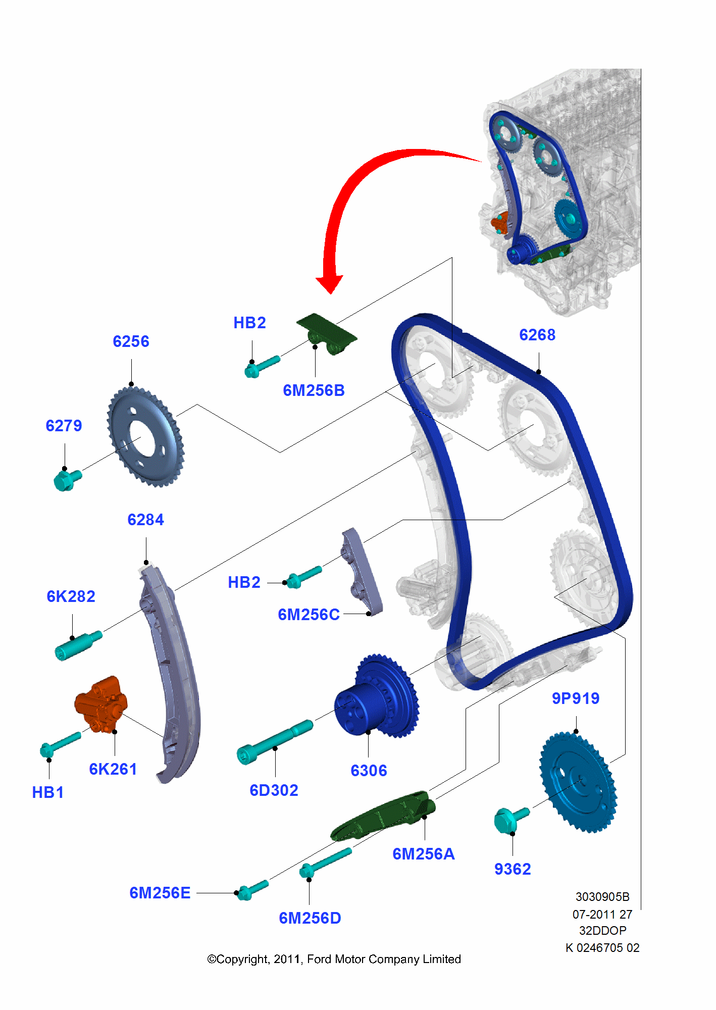 Timing Gear FORD Ranger 2011 (TKE)