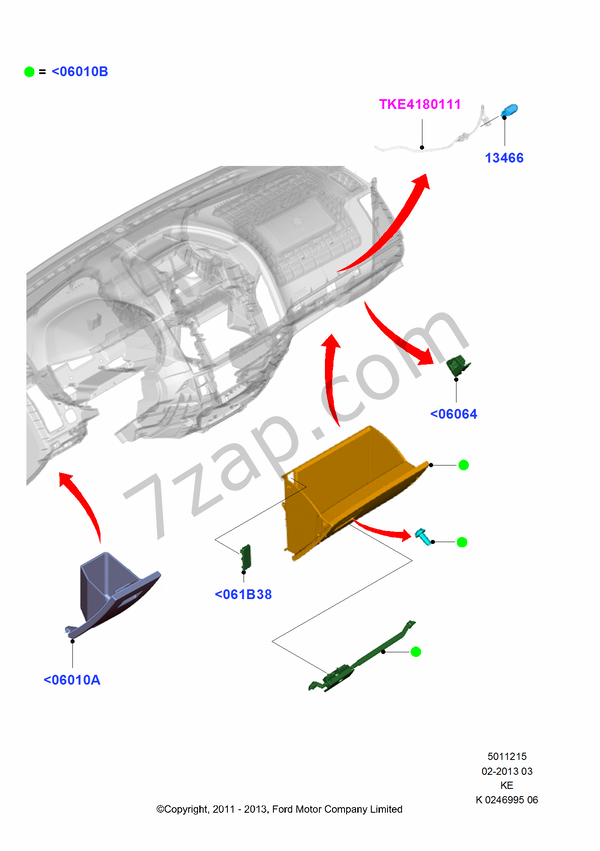 Glove Box FORD Ranger 2011 (TKE)