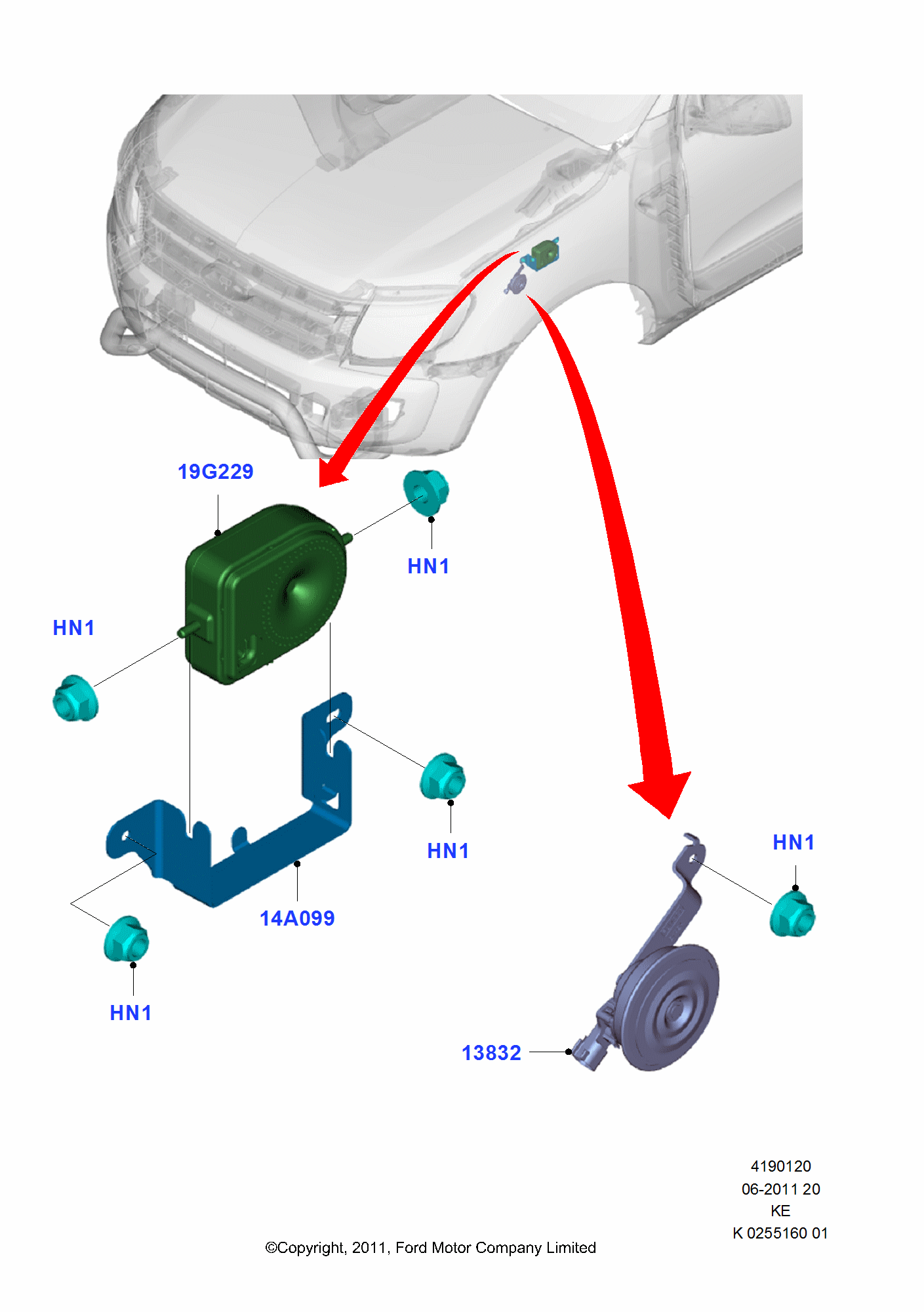 Ford Ranger T6 1st Generation Anti-theft alarm systems parts 2011 ...