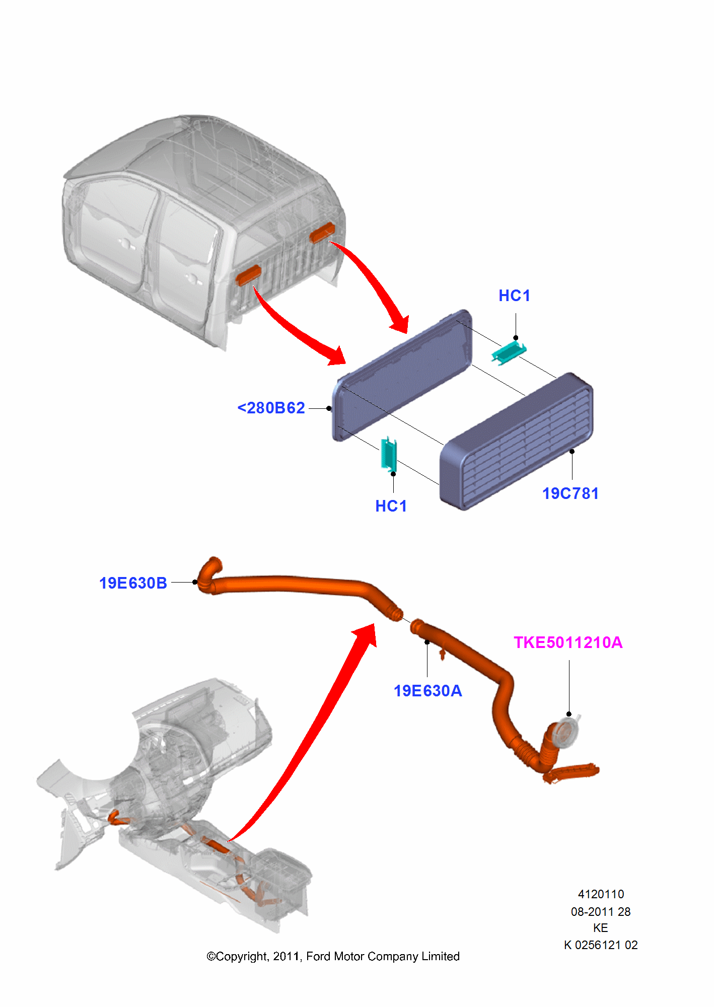 Air Vents, Ducts & Louvres Rear FORD Ranger 2011 (TKE)