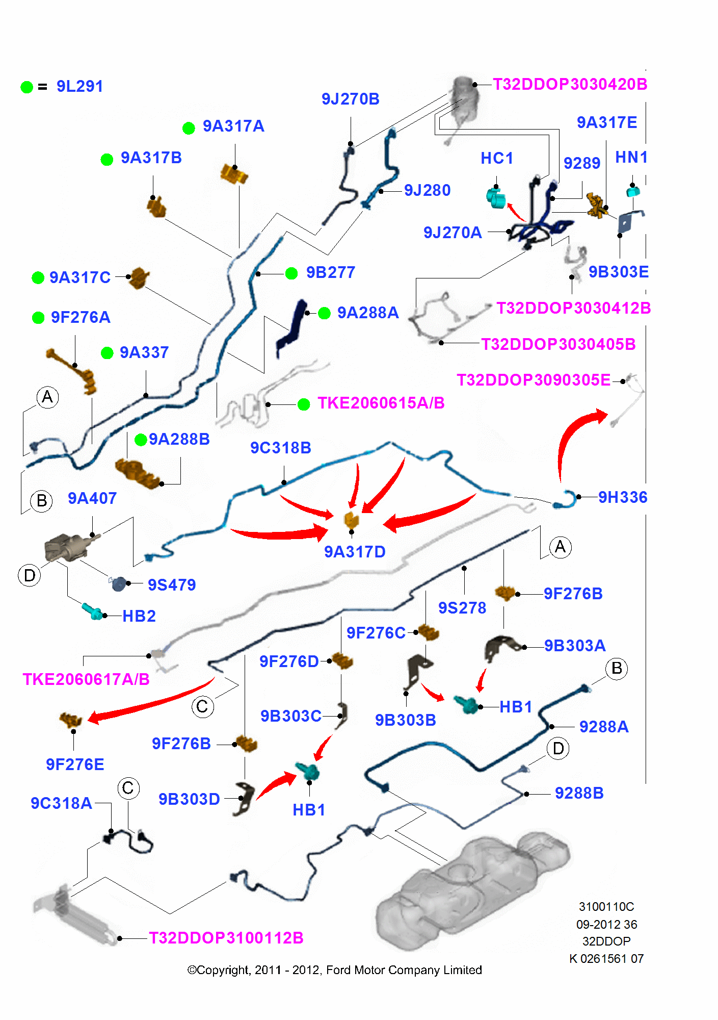 Fuel Lines FORD Ranger 2011 (TKE)