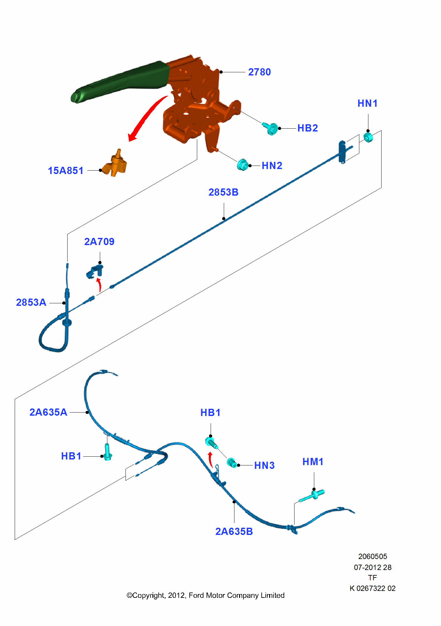 Parking Brake FORD Transit/Tourneo Custom 2012 (TTF)