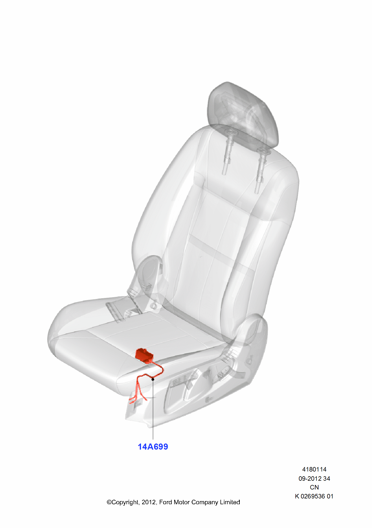 Wiring - Seats สำหรับ Ford Fiesta Fiesta 2012-                  (CCN)