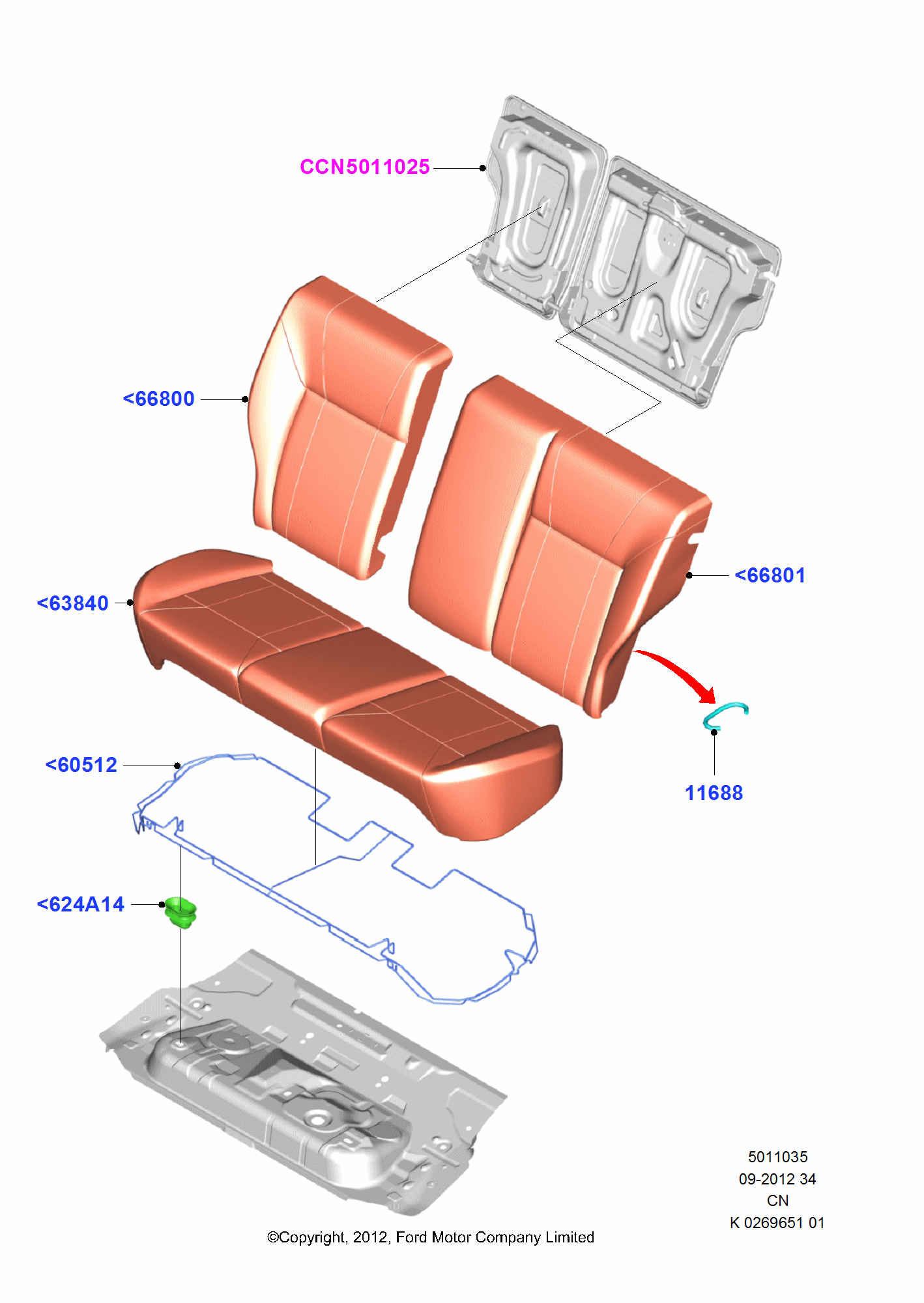 Rear Seat Pads/Valances & Heating สำหรับ Ford Fiesta Fiesta 2012-                  (CCN)