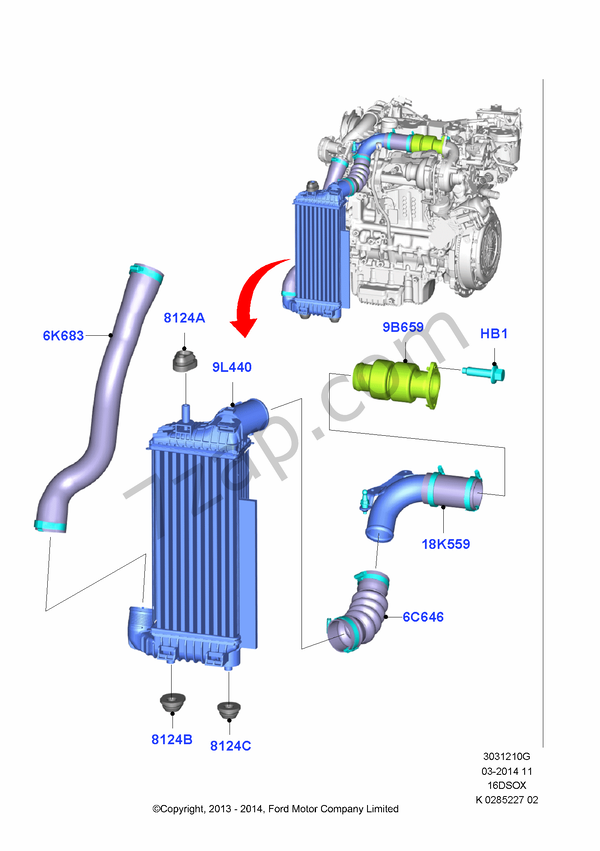 Intercooler/Air Ducts And Hoses FORD Transit/Tourneo Connect 2013 (CHC)