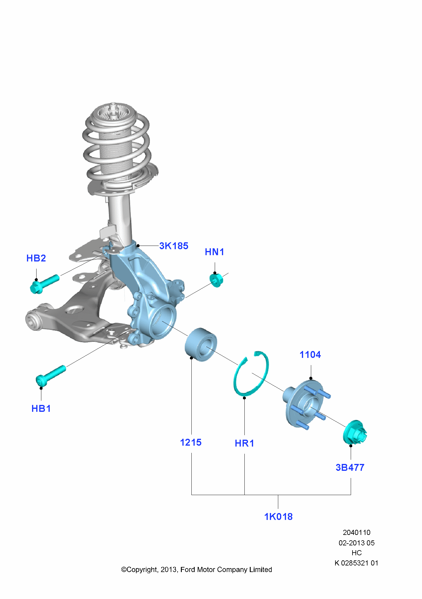 Front Knuckle And Hub FORD Transit/Tourneo Connect 2013- (CHC)