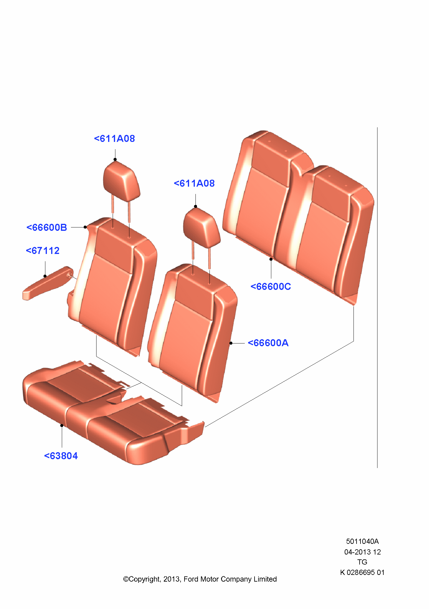 Rear Seat Covers FORD Transit 2014 (TTG)