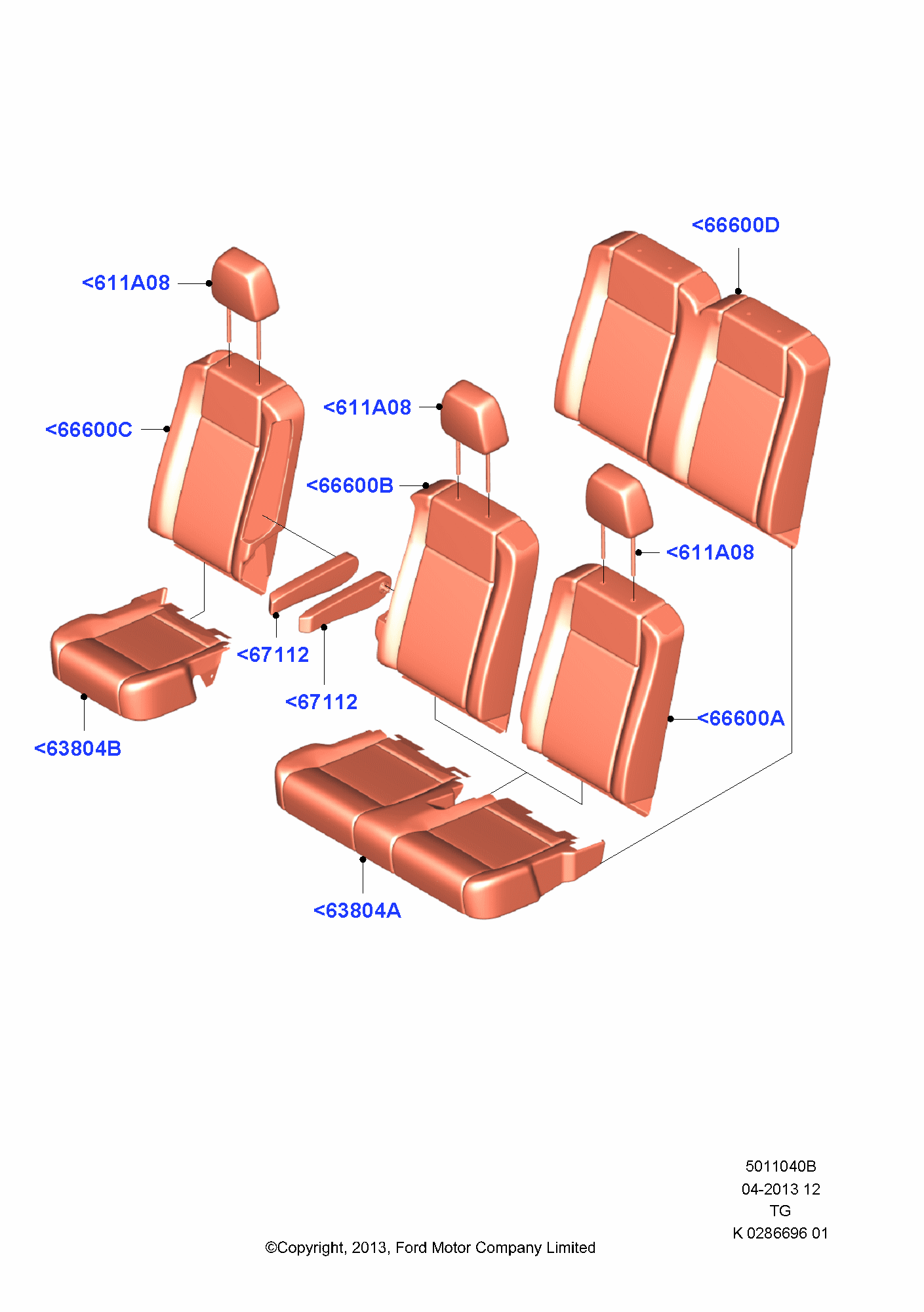 Rear Seat Covers FORD Transit 2014 (TTG)