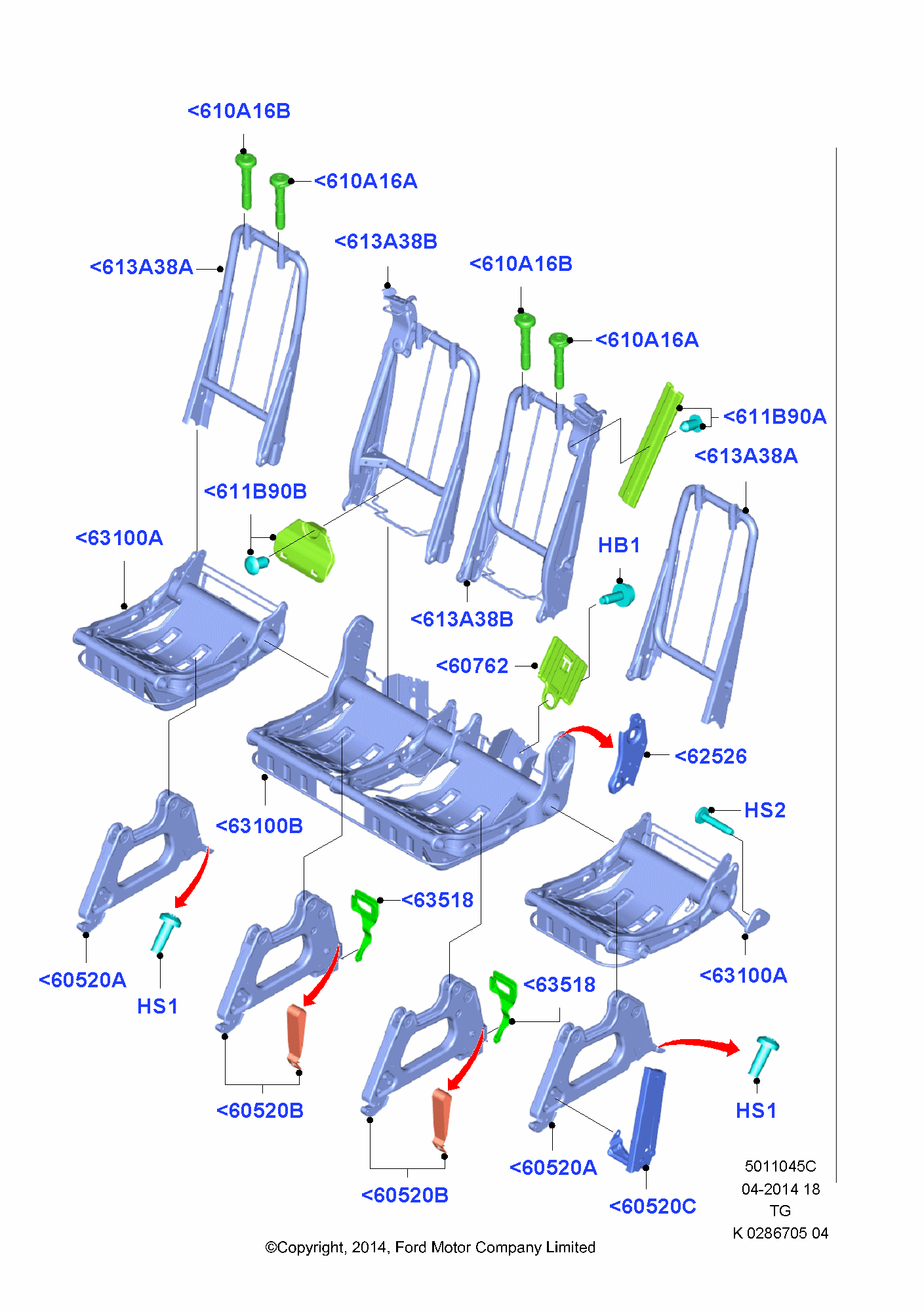 Rear Seat Frame FORD Transit 2014 - (TTG)