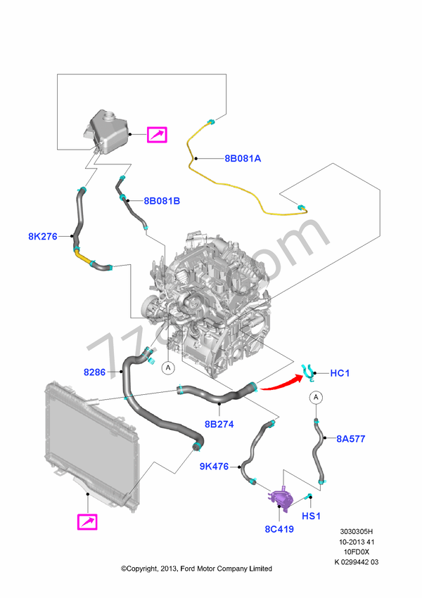 Cooling System Pipes And Hoses FORD EcoSport 2013 (CBW)