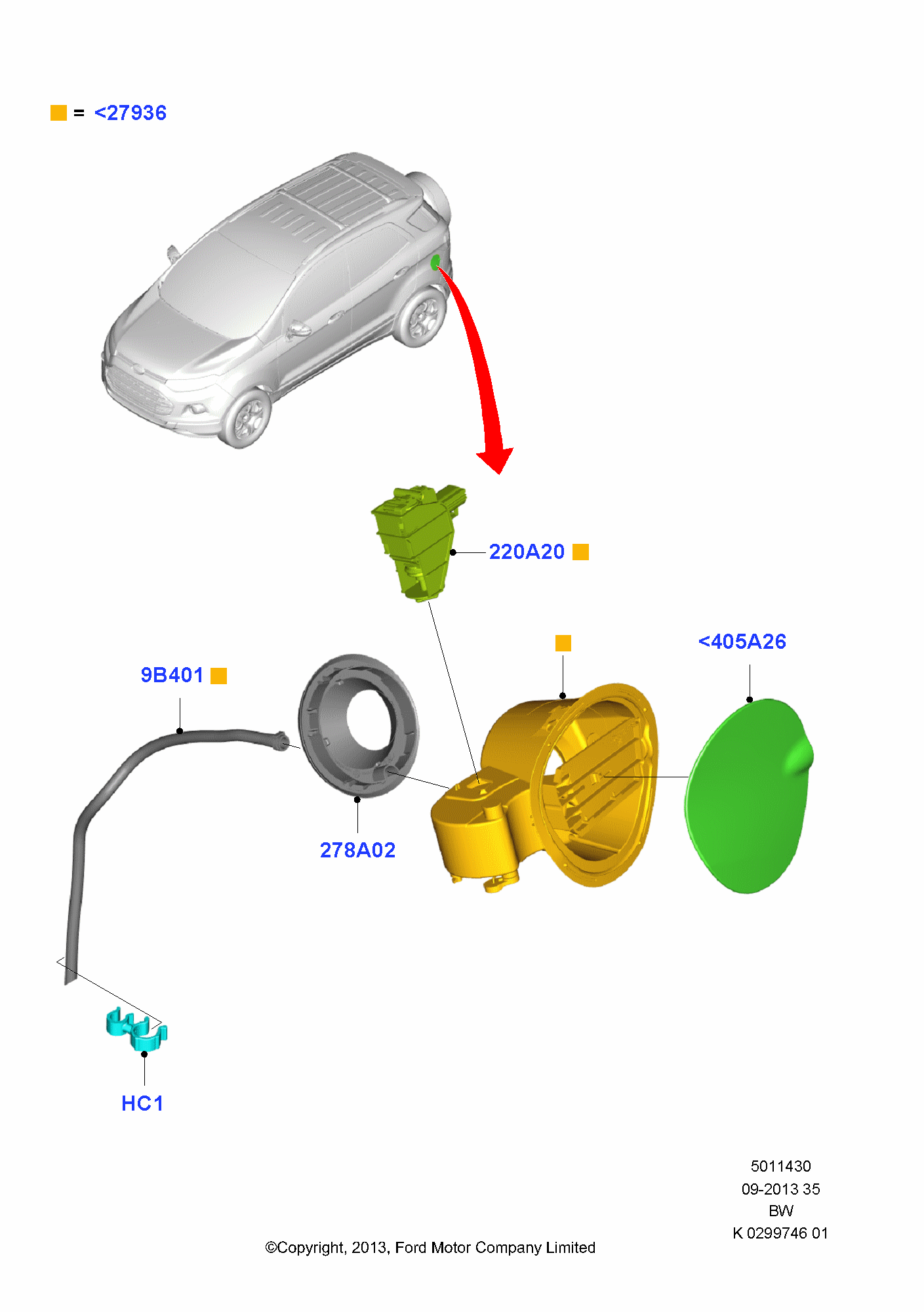 Fuel Tank Filler Door And Controls FORD EcoSport 2013 (CBW)