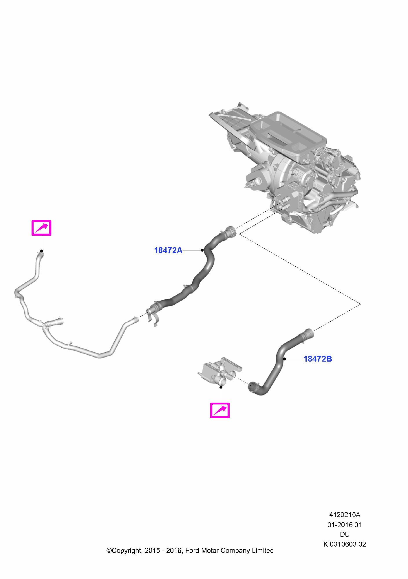 Heater Hoses FORD Figo 2015 / Ka 2016 (CDU)
