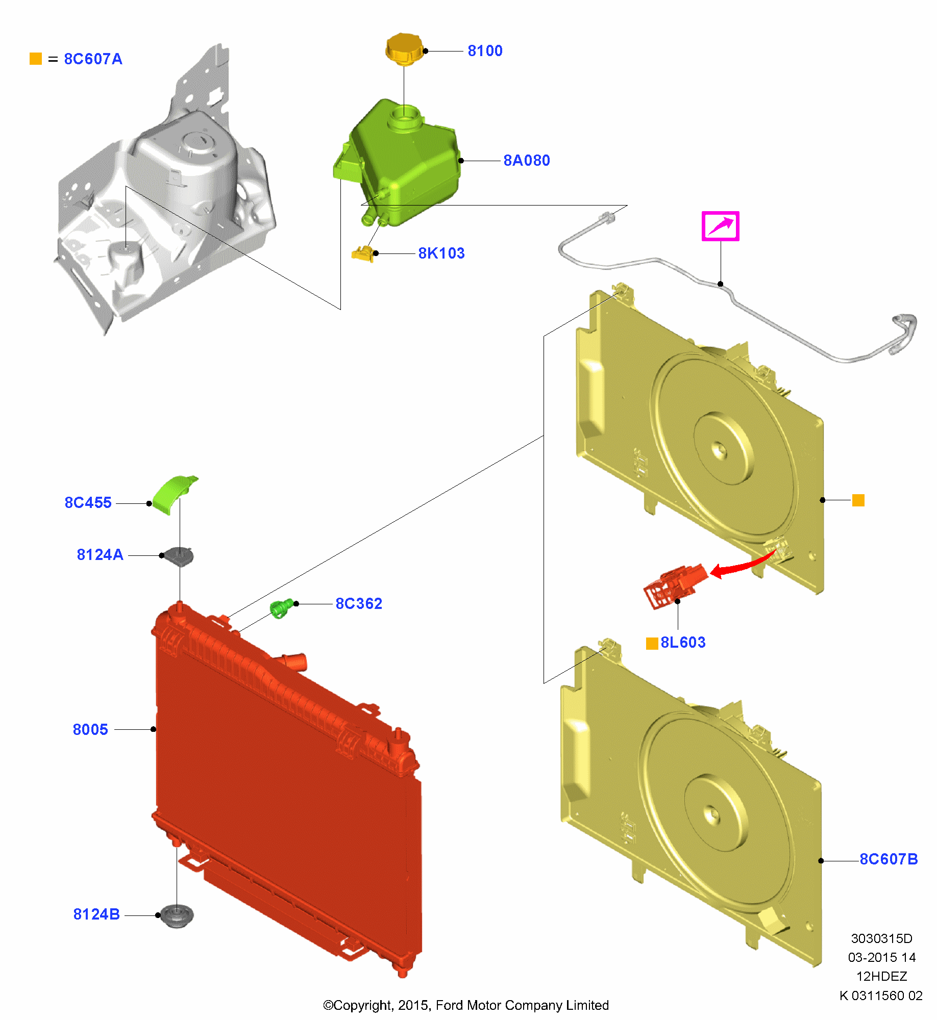 Radiator/Coolant Overflow Container FORD Figo 2015 / Ka 2016 (CDU)