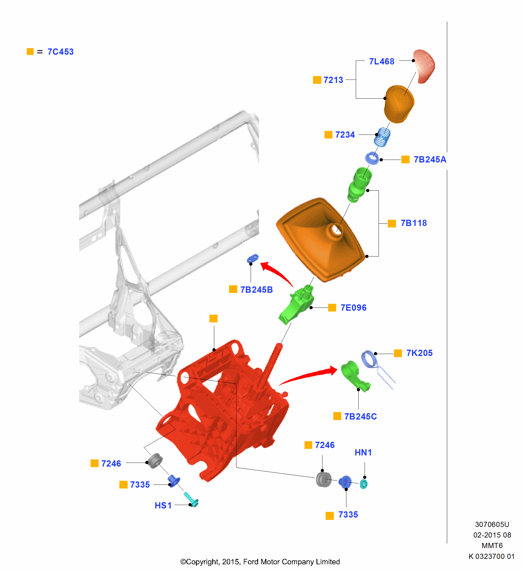 Gear Change Lever - Manual Trans FORD C-MAX/Grand C-MAX 2015- (CEU)